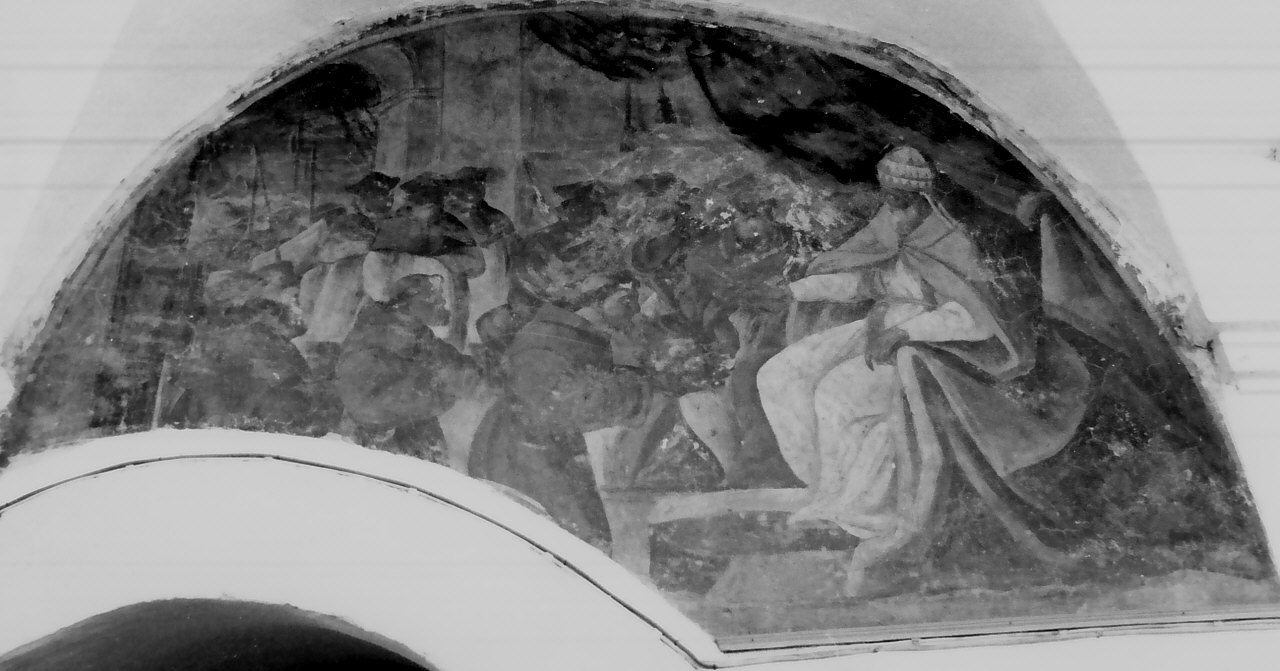 Onorio III approva la regola francescana (dipinto, elemento d'insieme) di Riccio Saverio (prima metà sec. XVIII)