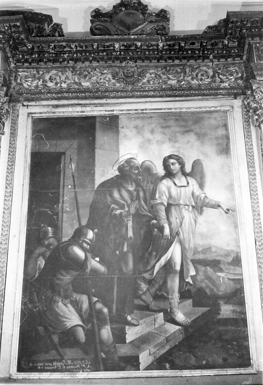 San Pietro liberato dal carcere da un angelo (dipinto) di Rinaldi Raffaele (sec. XX)