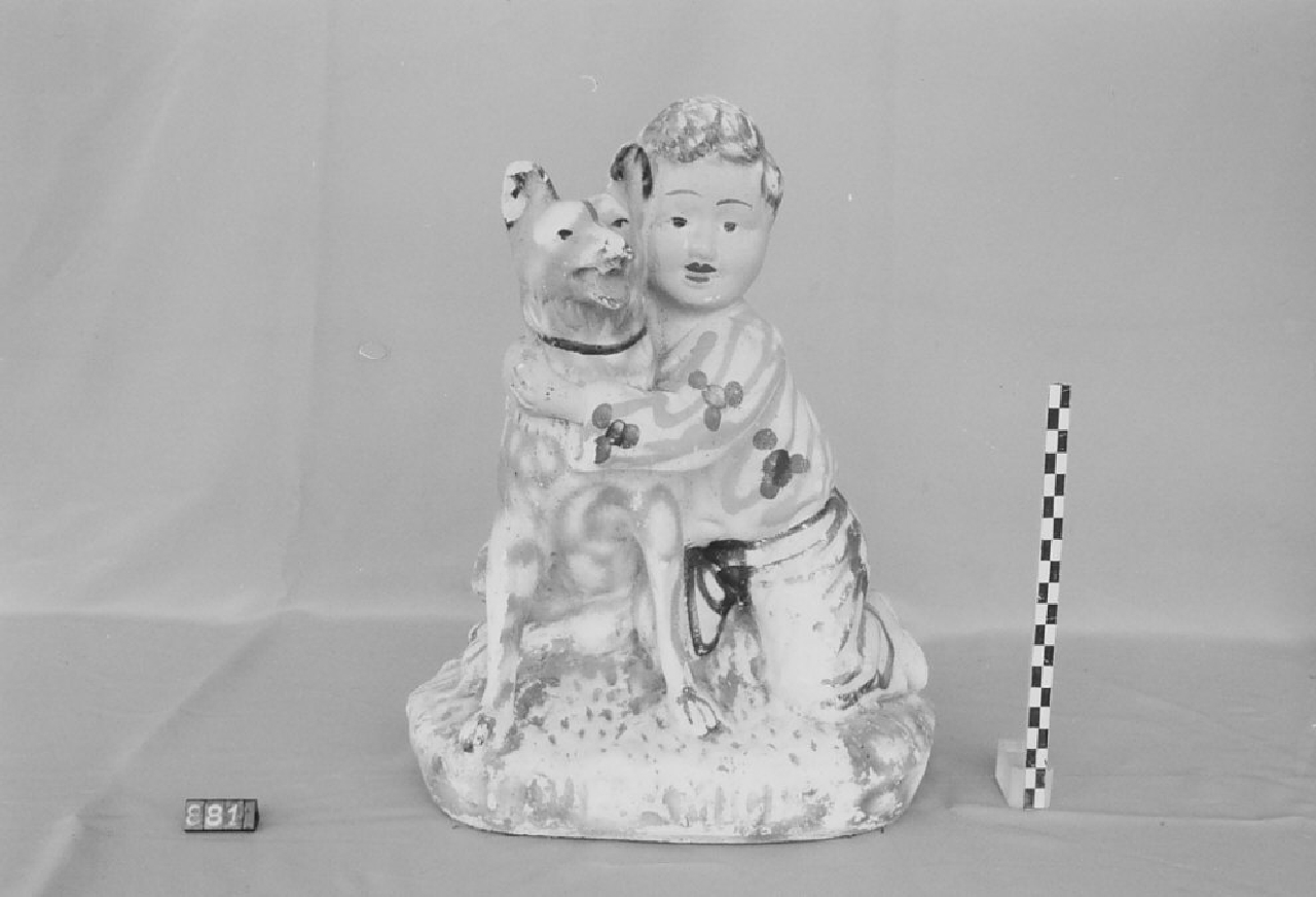 Bambino con cane (soprammobile, arredamento) - manifattura (secc. XIX fine/ XX inizio)
