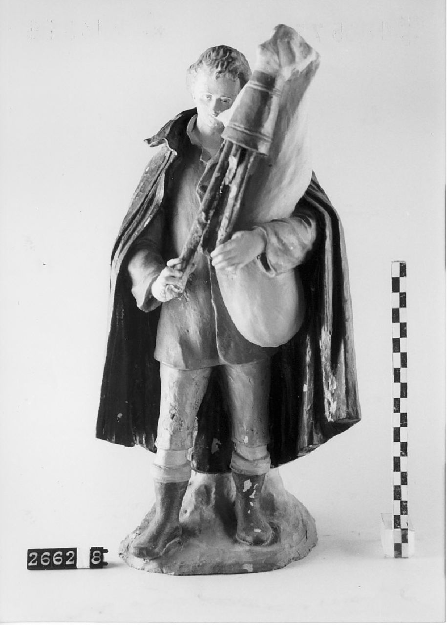 Suonatore di zampogna (statuetta da presepe, religiosità popolare) - ambito calabrese (1915 ca)