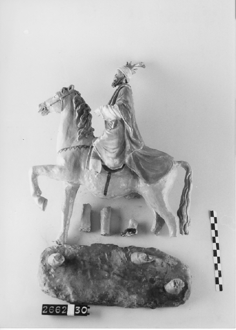 Re Magio a cavallo (statuetta da presepe, religiosità popolare) - ambito calabrese (1915 ca)