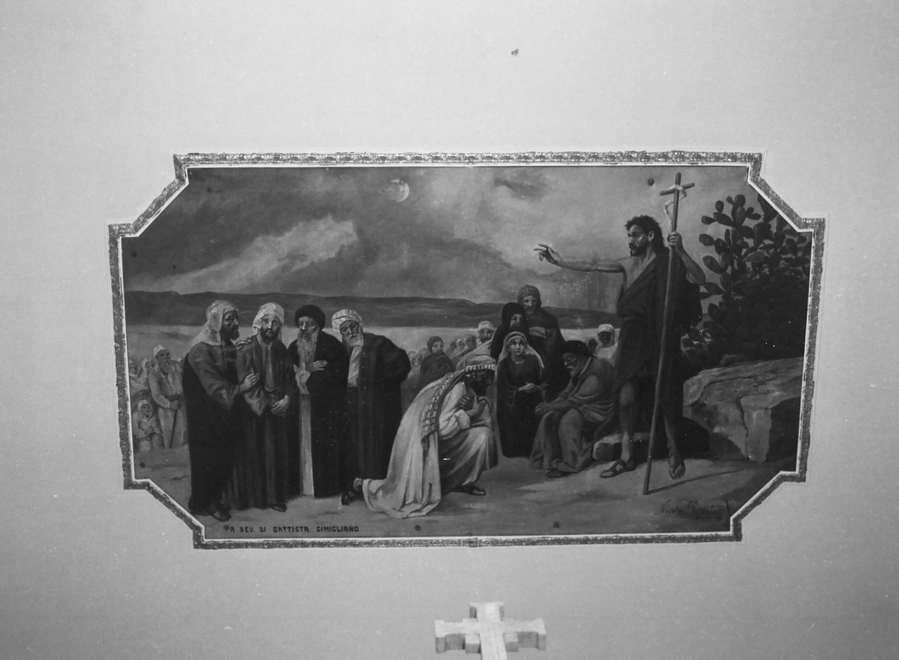 San Giovanni Battista predica nel deserto (dipinto, opera isolata) di Pignatari Nicola (primo quarto sec. XX)