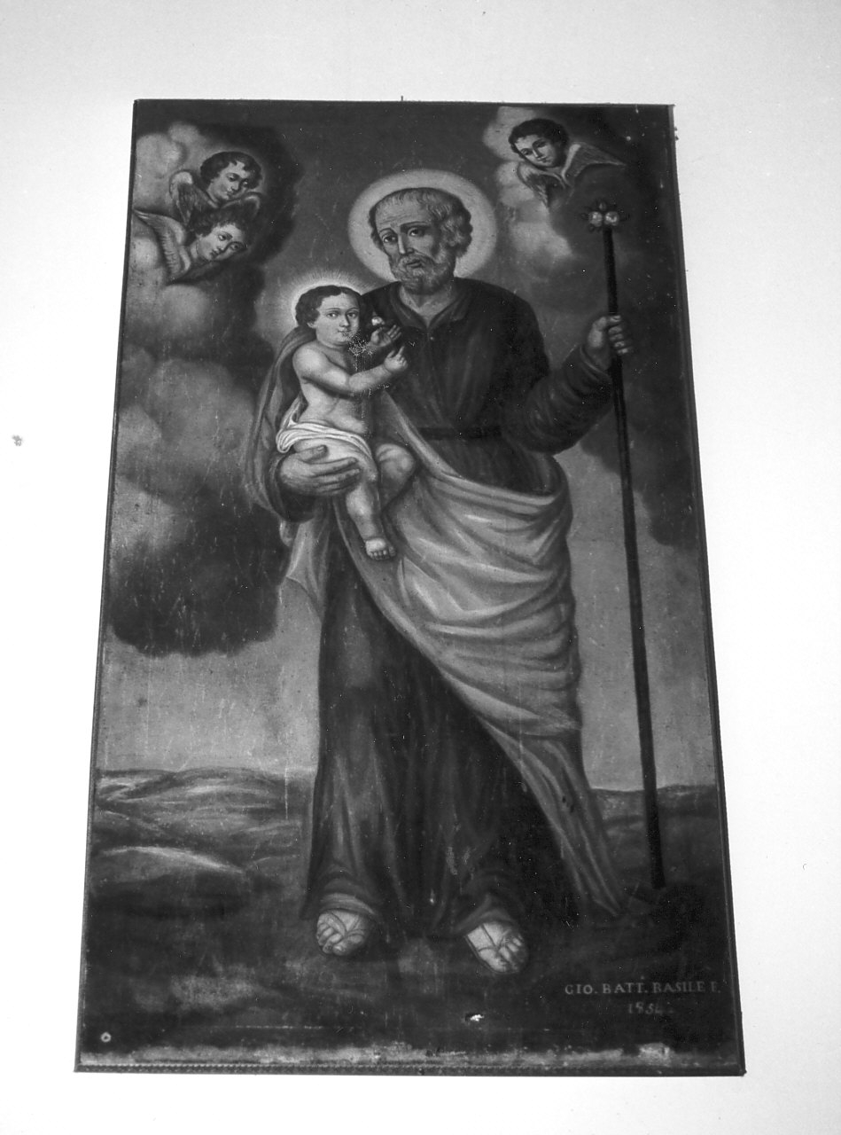 San Giuseppe e Gesù Bambino (dipinto, opera isolata) di Basile Francesco (sec. XIX)