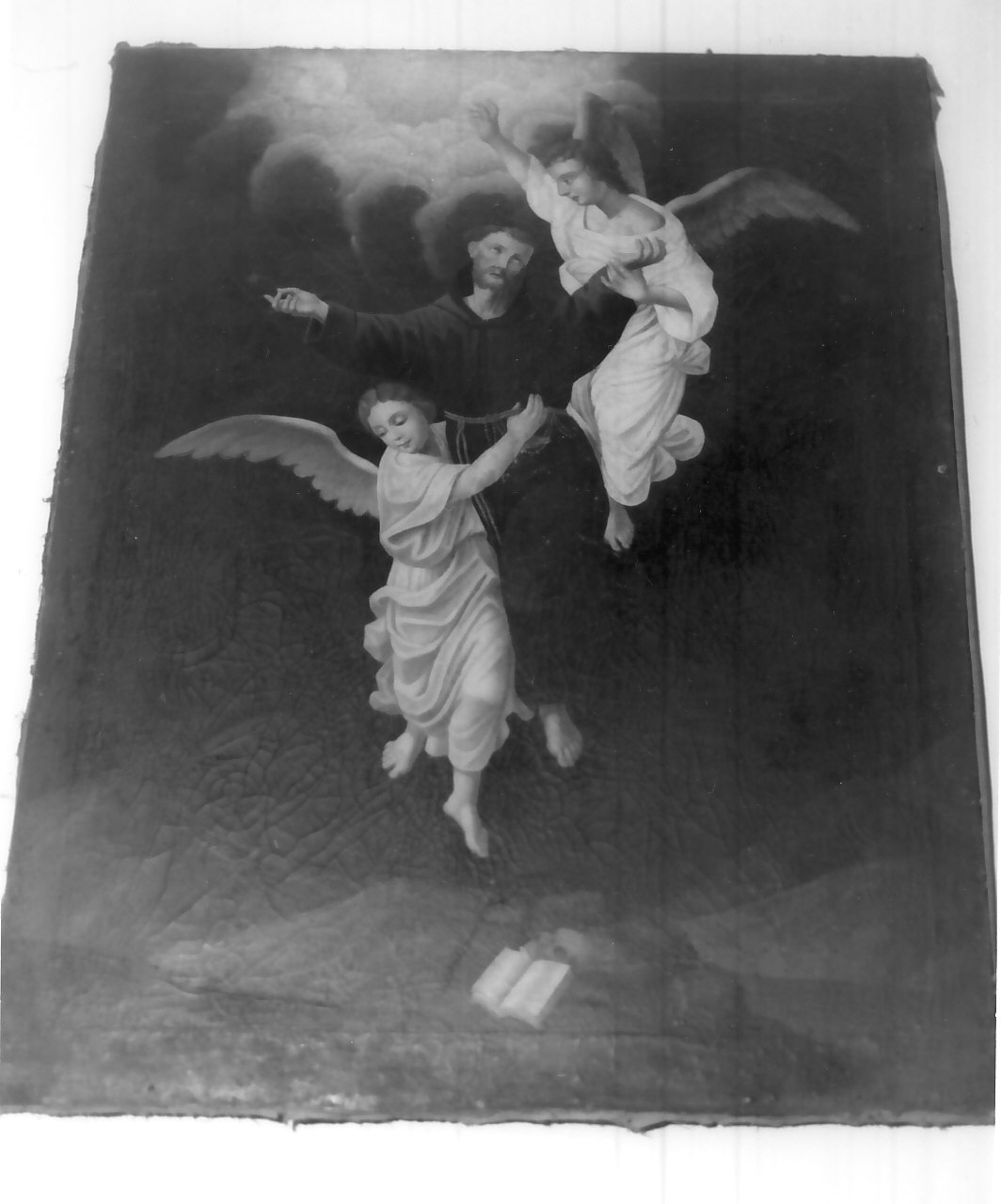 San Francesco d'Assisi sostenuto da due angeli dopo aver ricevuto le stimmate (dipinto, opera isolata) - ambito Italia meridionale (sec. XIX)