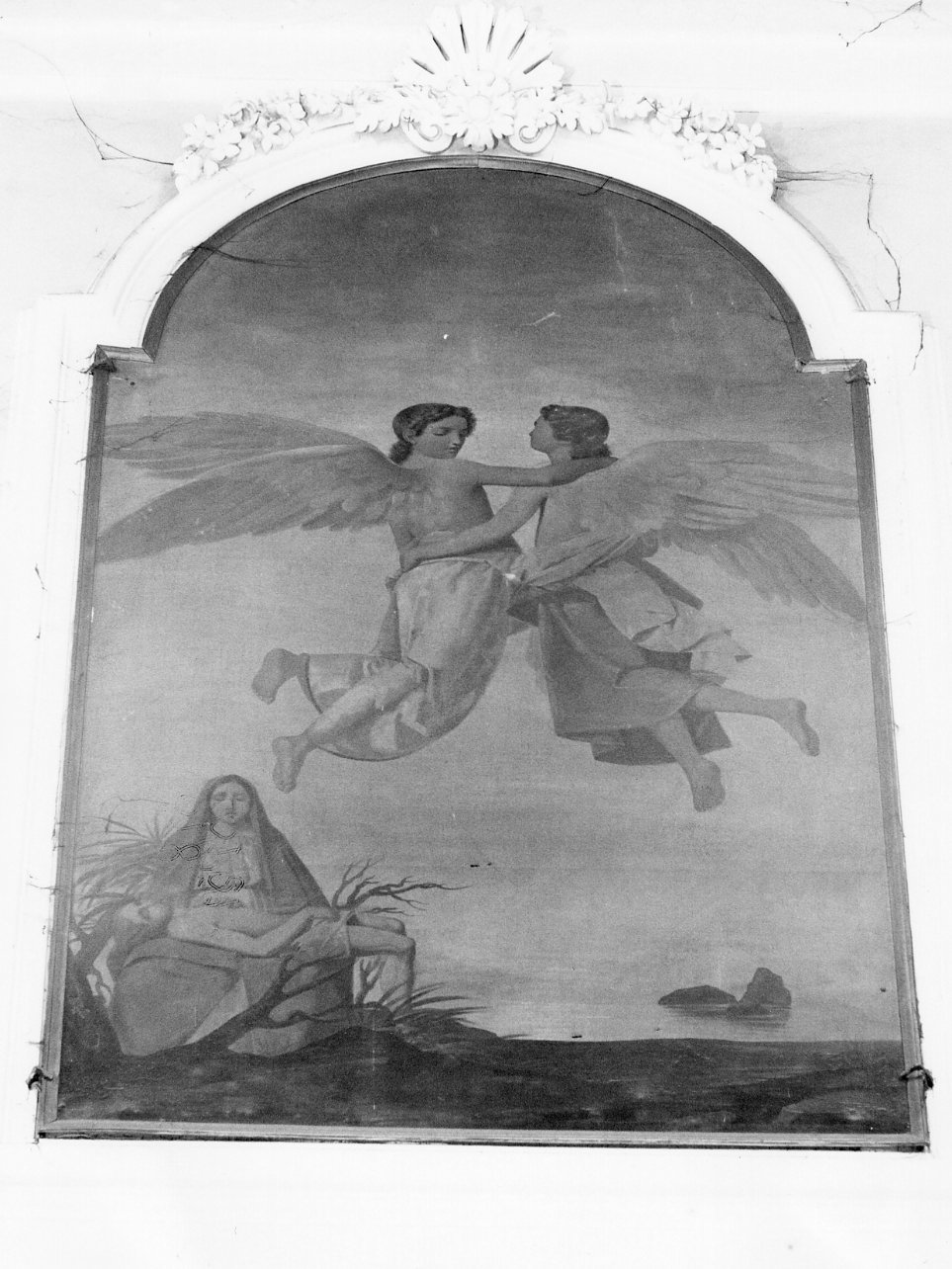 ritrovamento e incoronazione dell'antico simulacro della Madonna della Pace (dipinto) - ambito napoletano (metà sec. XIX)