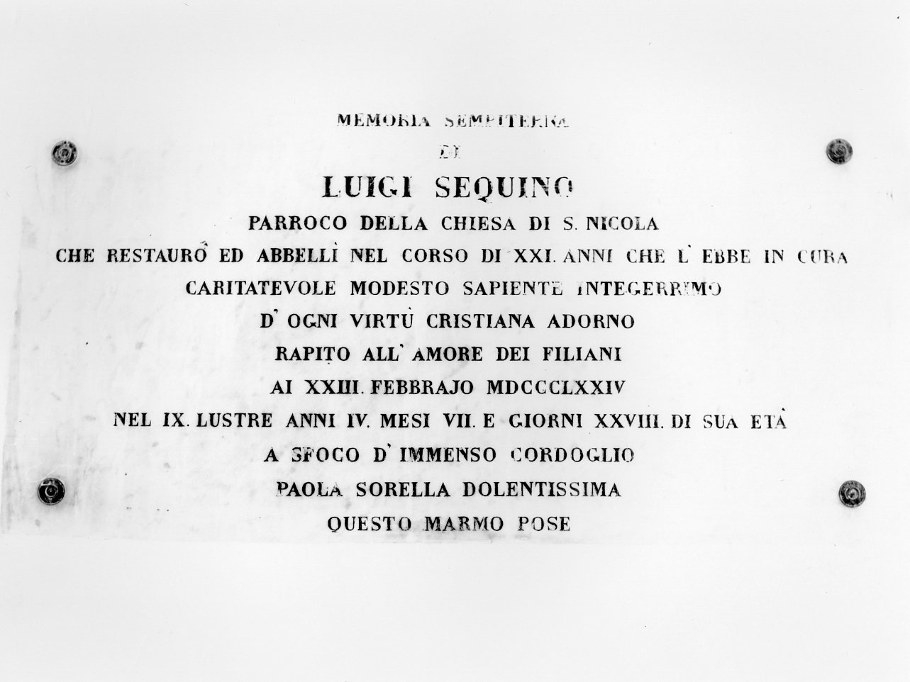 lapide commemorativa - bottega napoletana (sec. XIX)