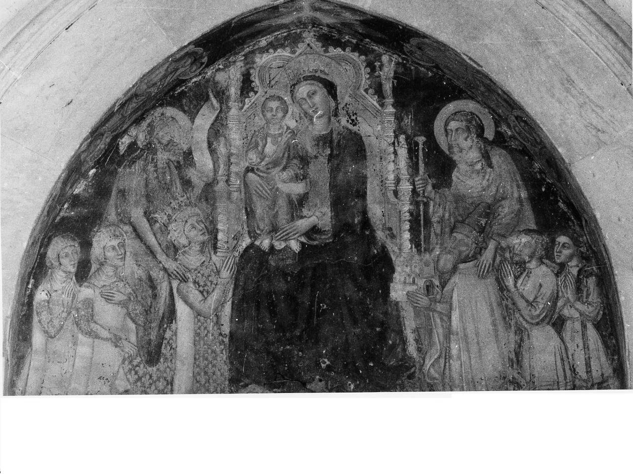 Madonna con Bambino tra San Bruno e San Giacomo (dipinto) - ambito napoletano (terzo quarto sec. XIV)