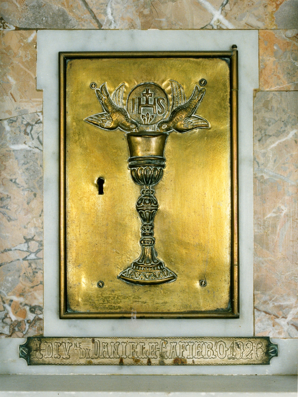 calice eucaristico (sportello di tabernacolo) - bottega napoletana (sec. XX)