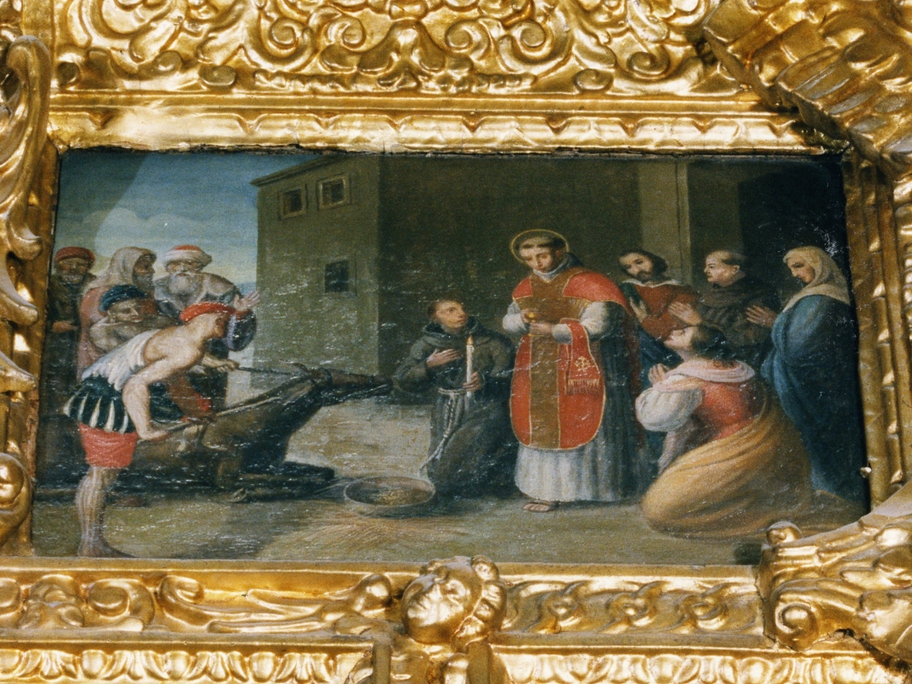 episodio della vita di Sant'Antonio da Padova (scomparto di polittico, elemento d'insieme) - ambito napoletano (metà sec. XIX)