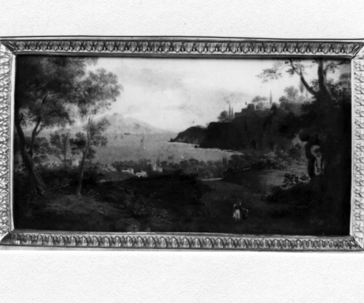 paesaggio con marina e Vesuvio in lontananza (dipinto) di Santarelli Nicola (sec. XIX)