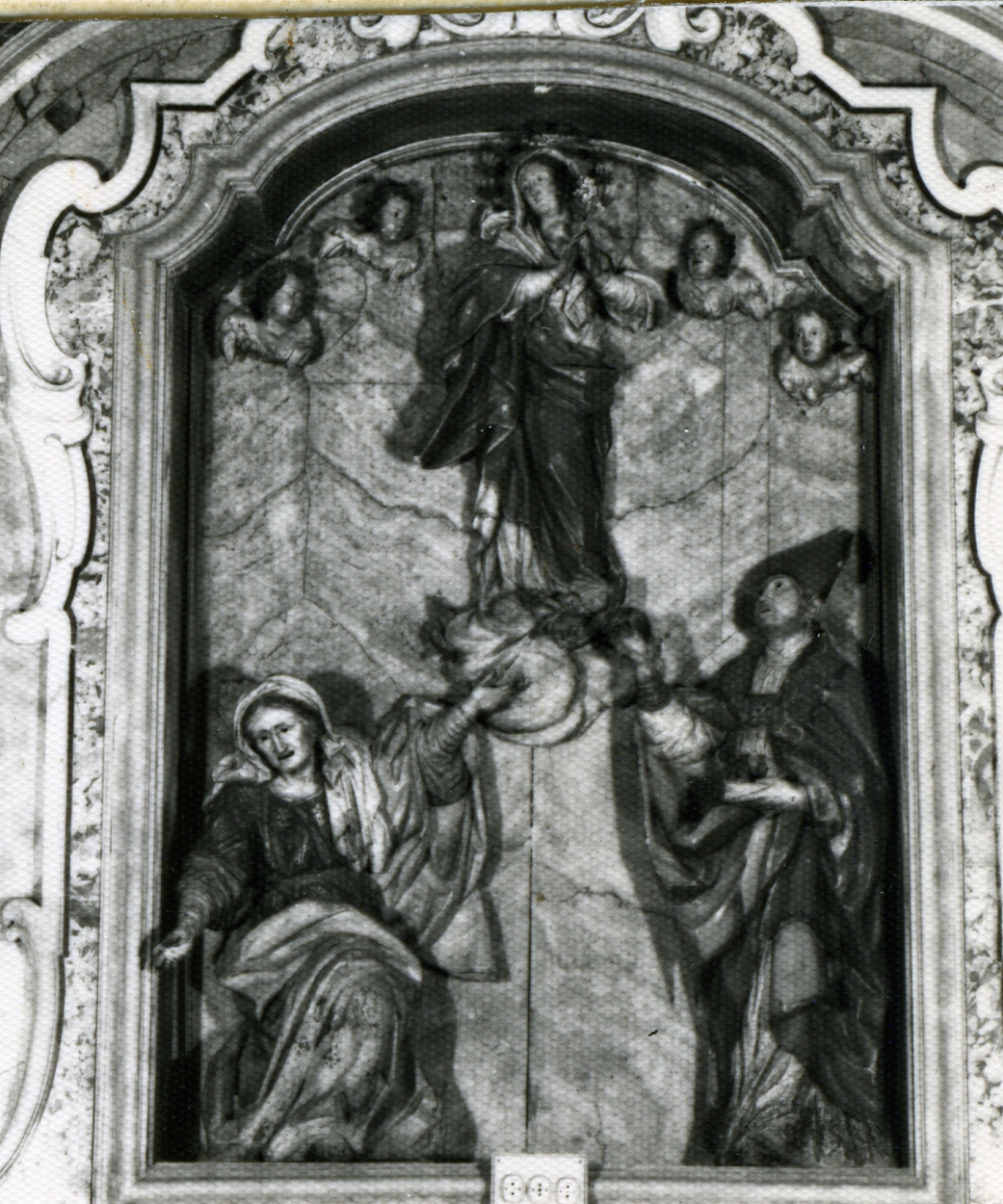 IMMACOLATA CONCEZIONE CON SANTI E ANGELI (GRUPPO SCULTOREO, INSIEME) - AMBITO NAPOLETANO (Prima metà sec. XVII)