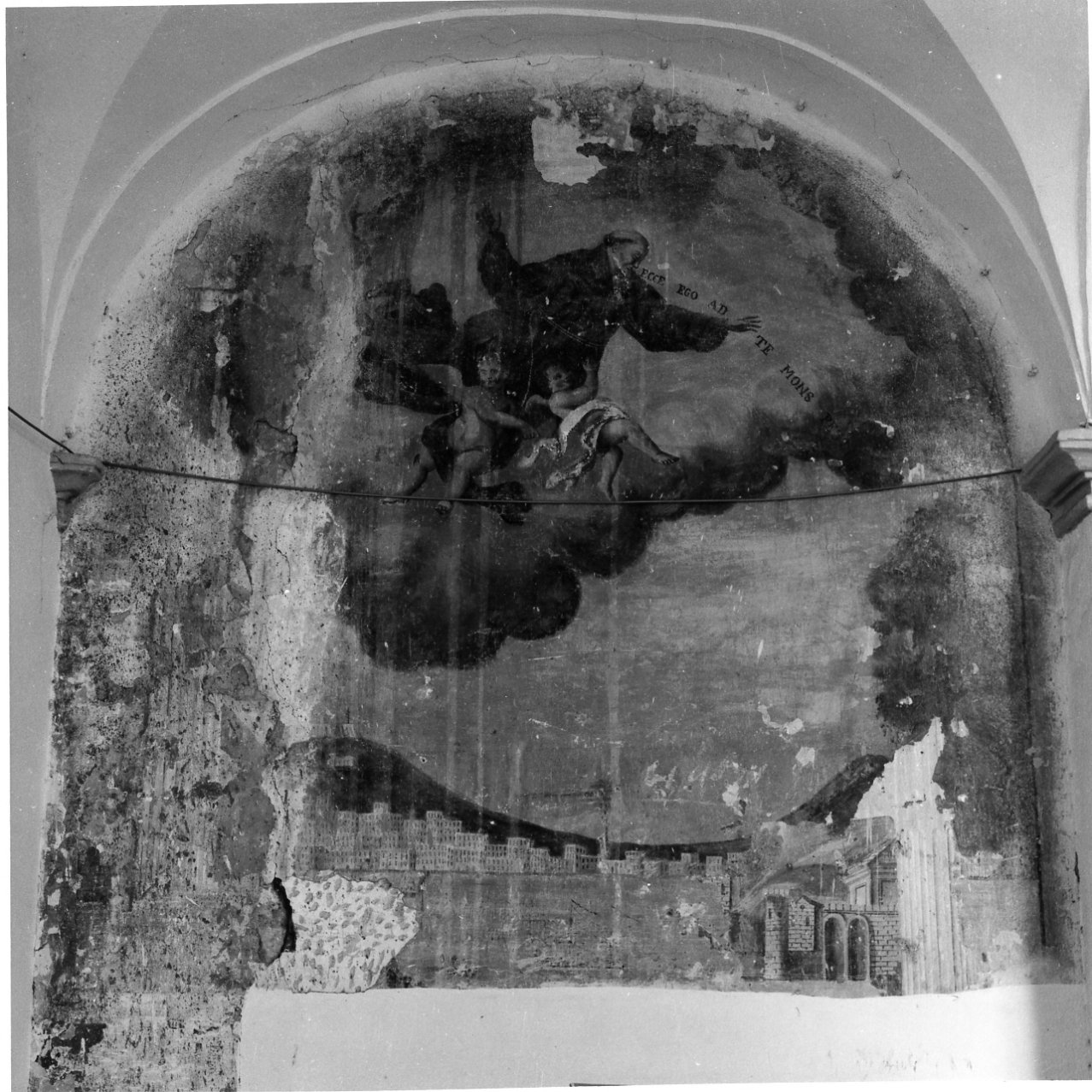 San Giacomo della Marca ferma l'eruzione del Vesuvio (dipinto) - ambito campano (seconda metà sec. XVIII)