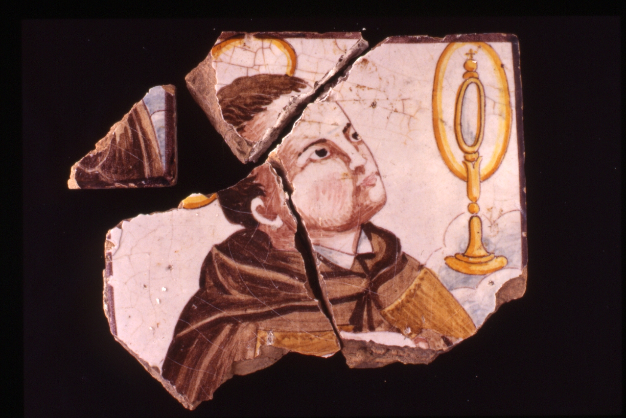 visione di Sant'Antonio (mattonella, frammento) - bottega napoletana (prima metà sec. XVIII)