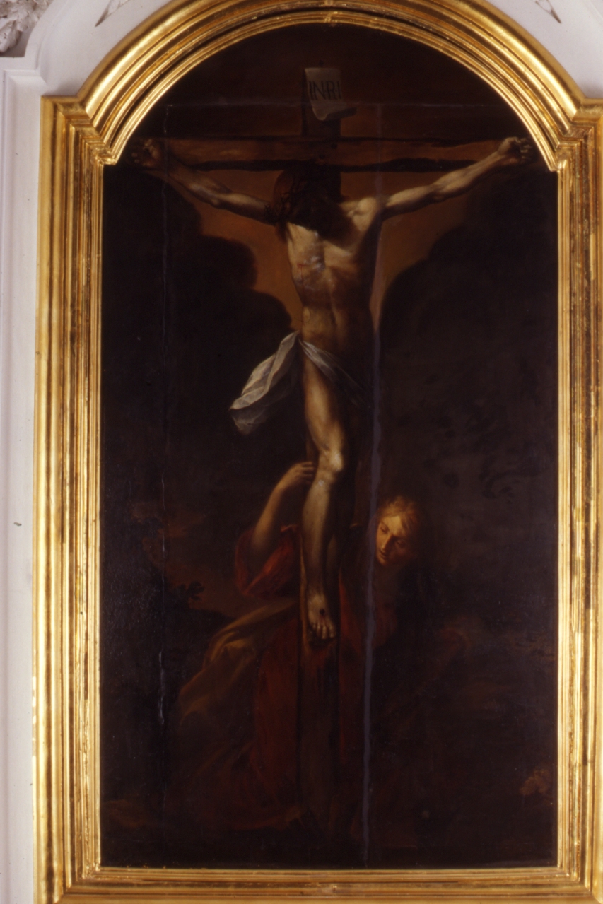 Santa Maria Maddalena ai piedi di Cristo crocifisso (dipinto) - ambito napoletano (metà sec. XVII)