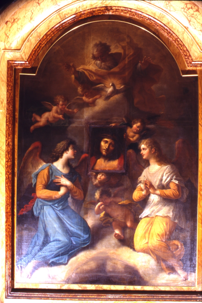 angeli adoranti Cristo (dipinto) di De Matteis Paolo (maniera) (inizio sec. XVIII)