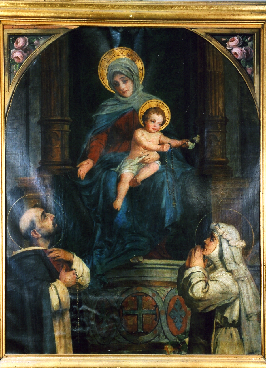 Madonna del Rosario con San Domenico e Santa Caterina da Siena (dipinto) - ambito napoletano (inizio sec. XX)