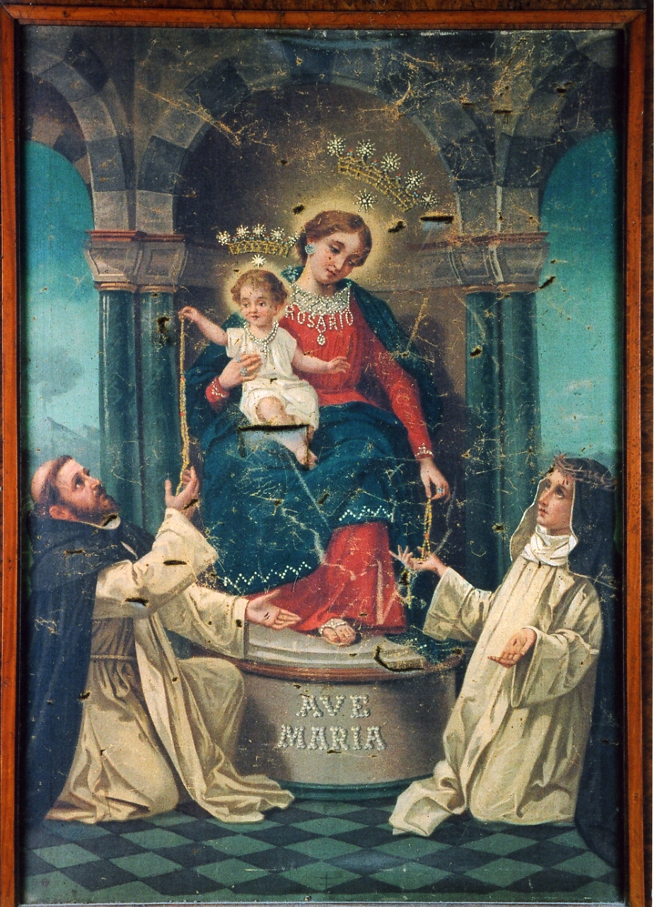 Madonna del Rosario con San Domenico e Santa Caterina da Siena (dipinto) - ambito napoletano (prima metà sec. XX)