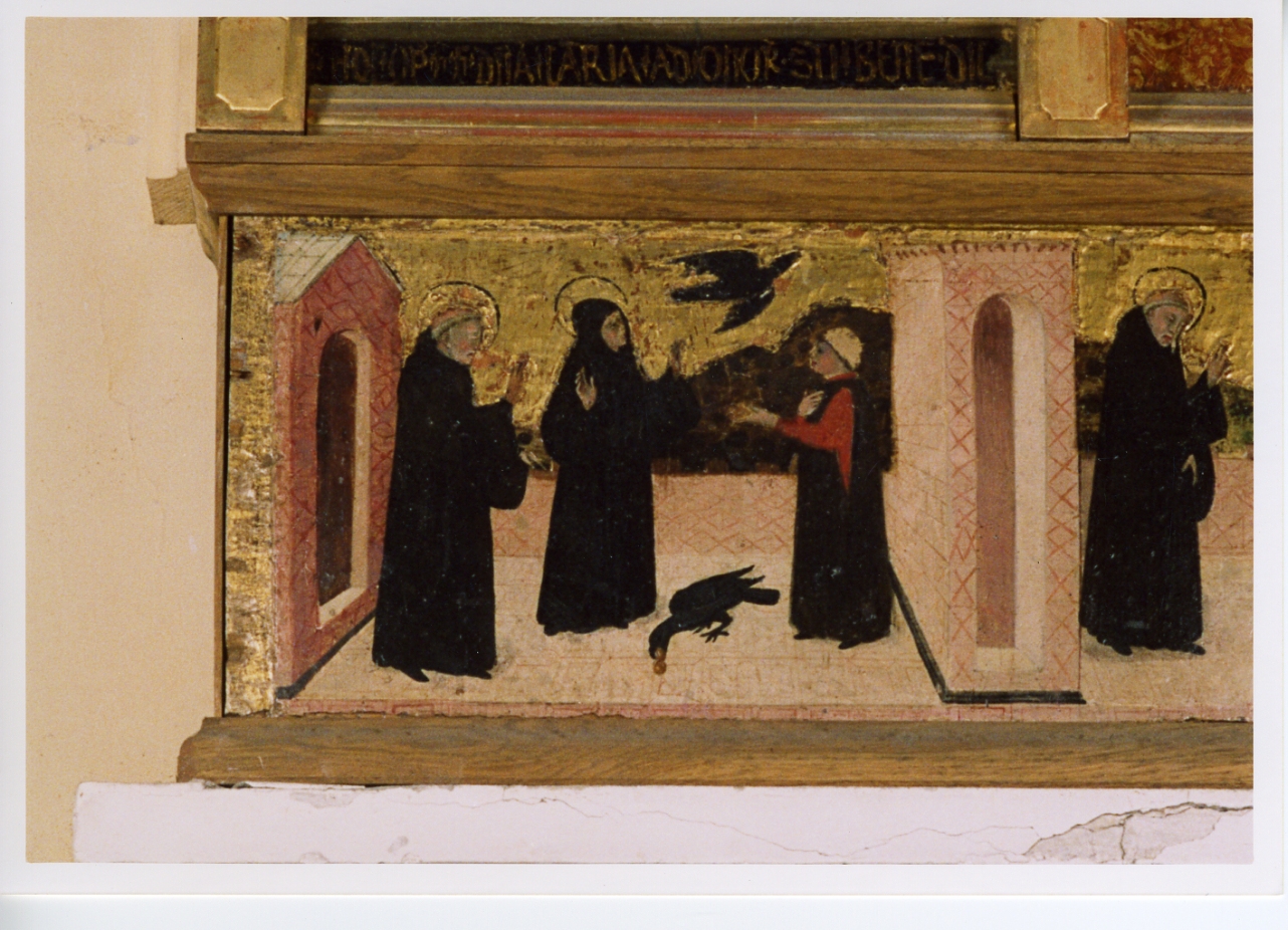 San Benedetto e il miracolo del corvo (predella) - ambito fiorentino (ultimo quarto sec. XV)