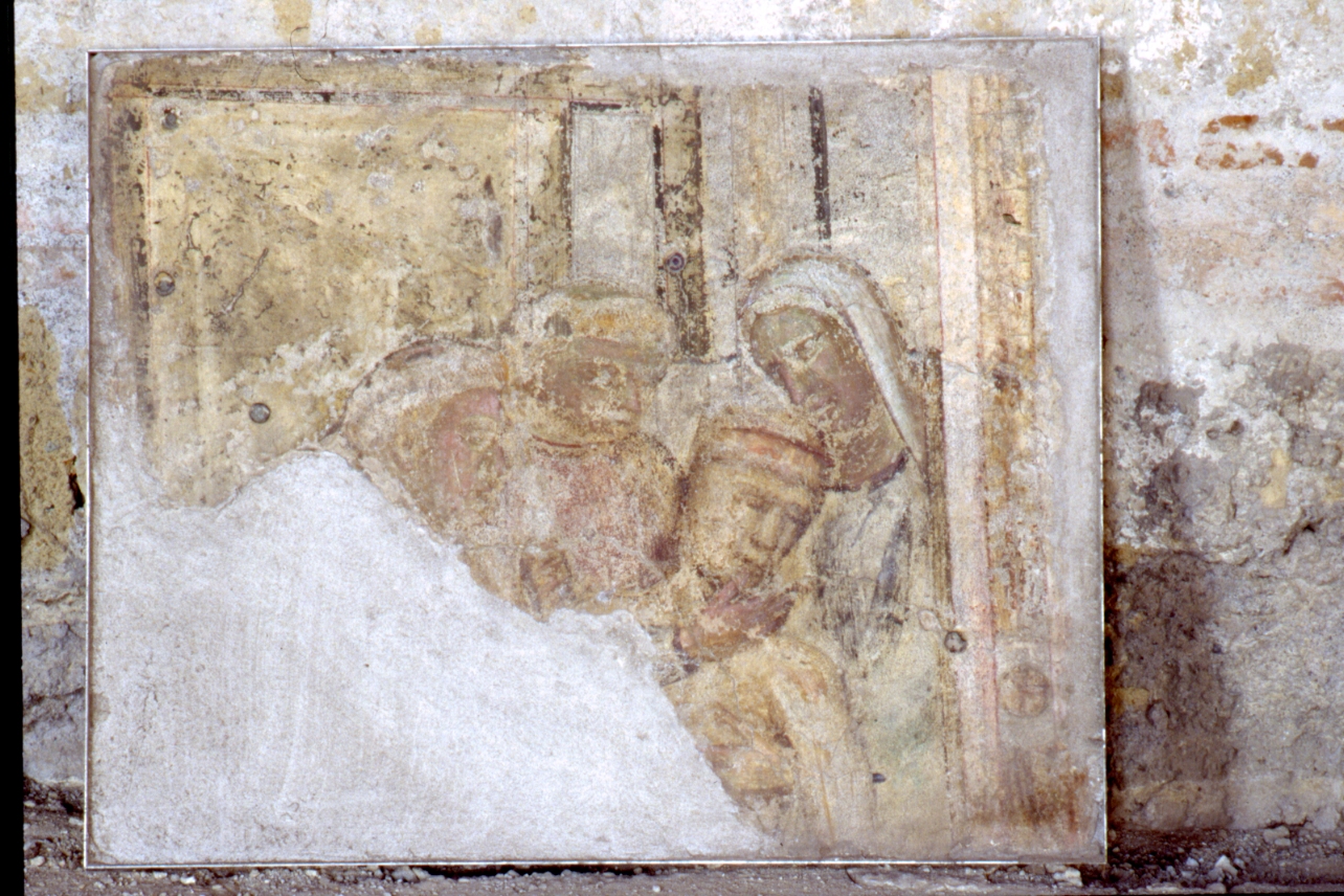 Estrema Unzione (sinopia, frammento) di D'Oderisio Roberto (metà sec. XIV)