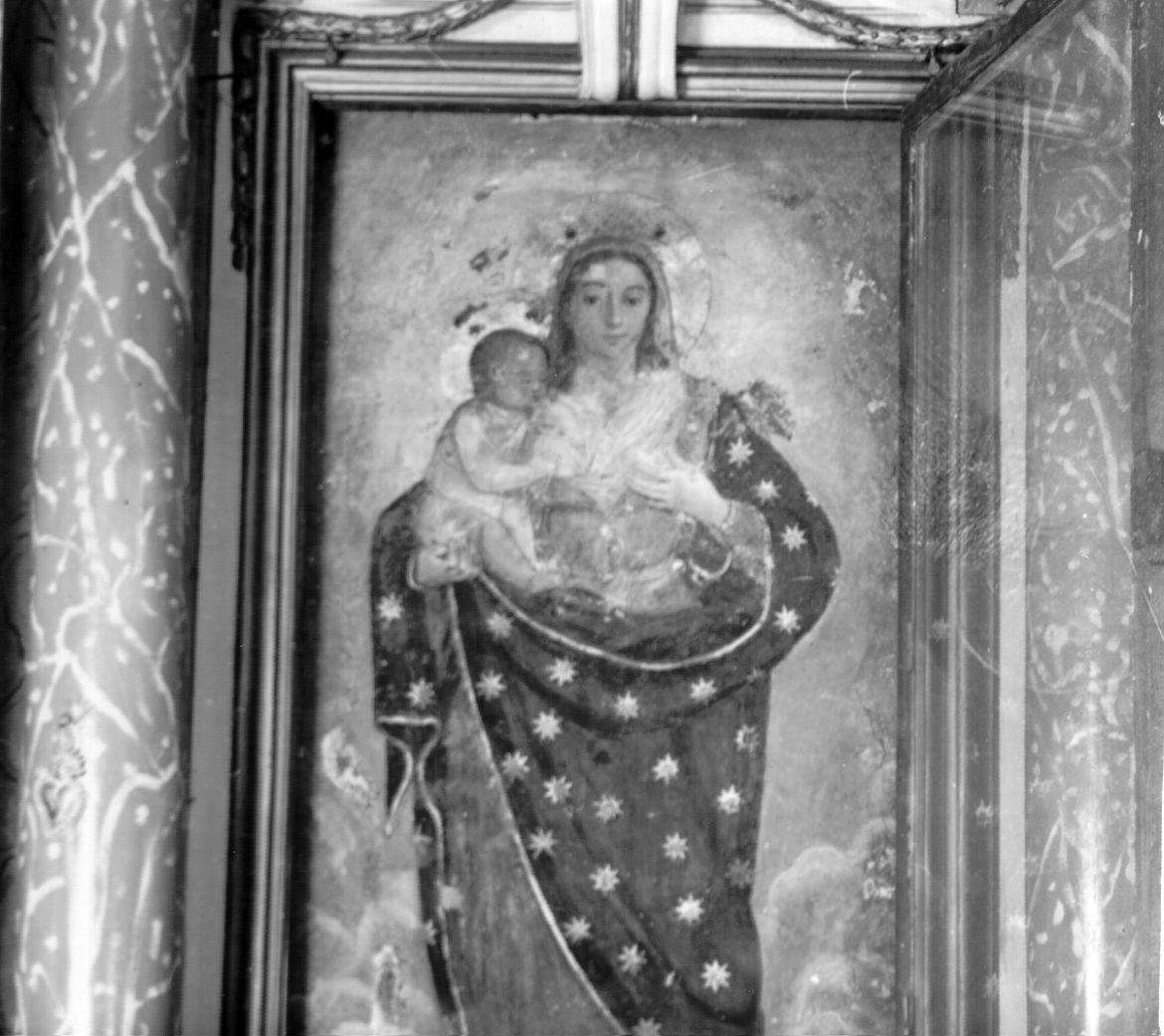 Madonna con personaggi che implorano il suo aiuto (dipinto) - ambito napoletano (sec. XVI)