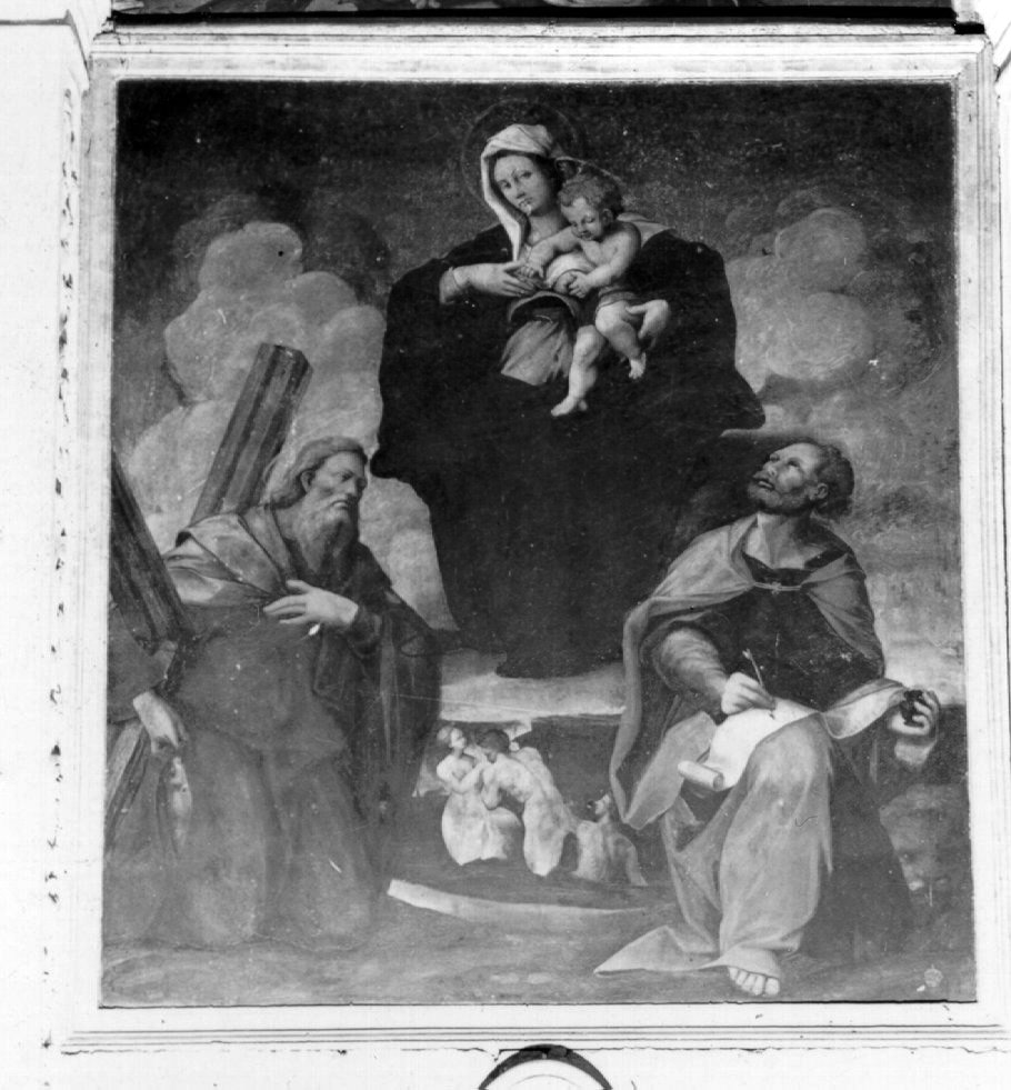 Madonna con Sant'Andrea e San Marco (dipinto, elemento d'insieme) di Cardisco Marco detto Marco Calabrese (sec. XVI)