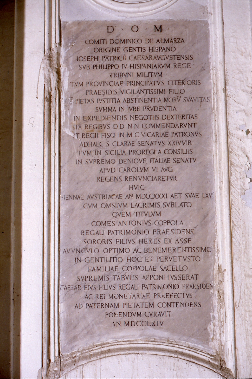 lapide commemorativa - bottega napoletana (sec. XVIII)