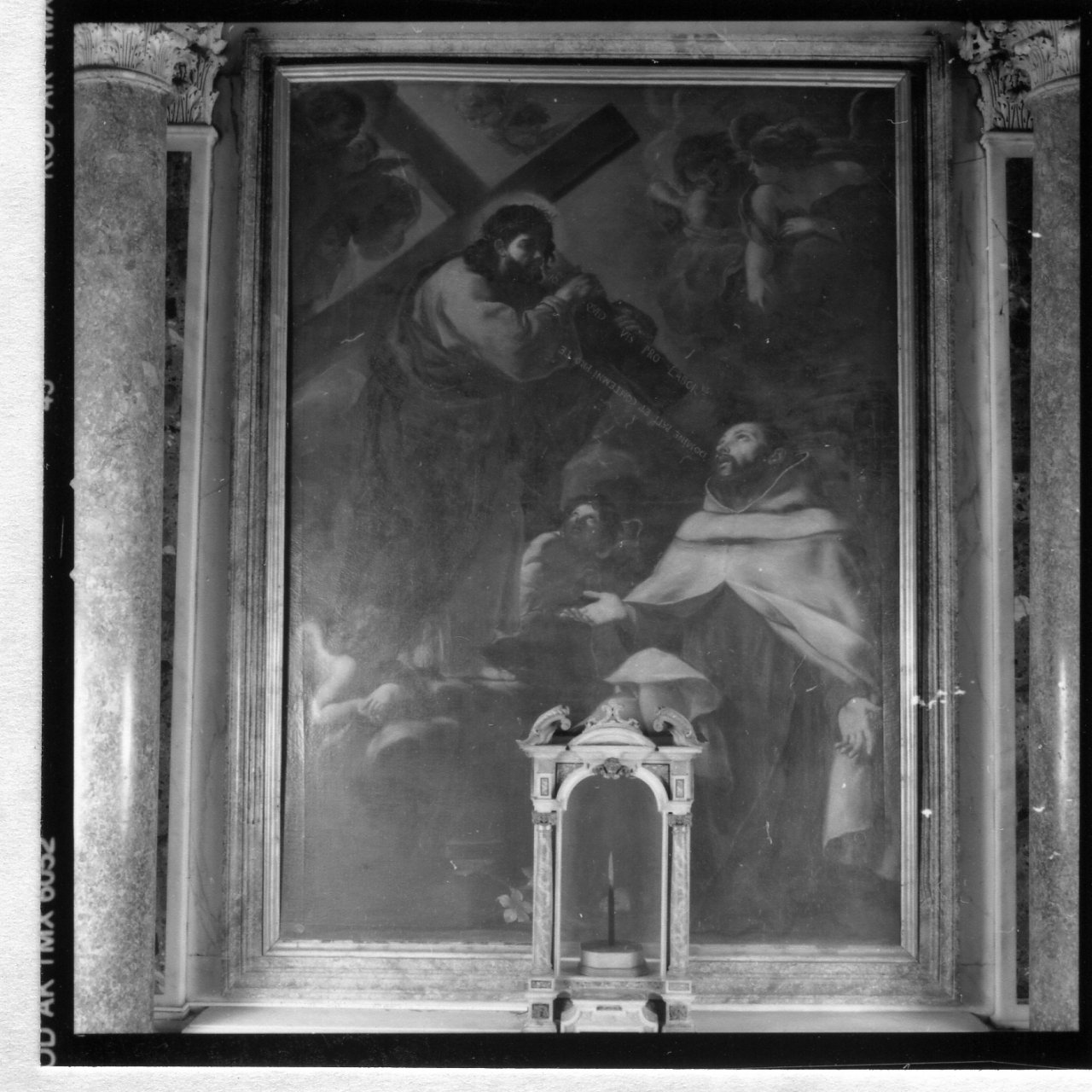 San Giovanni della Croce riceve la croce da Cristo (dipinto) di Dominici Raimondo de (sec. XVII)