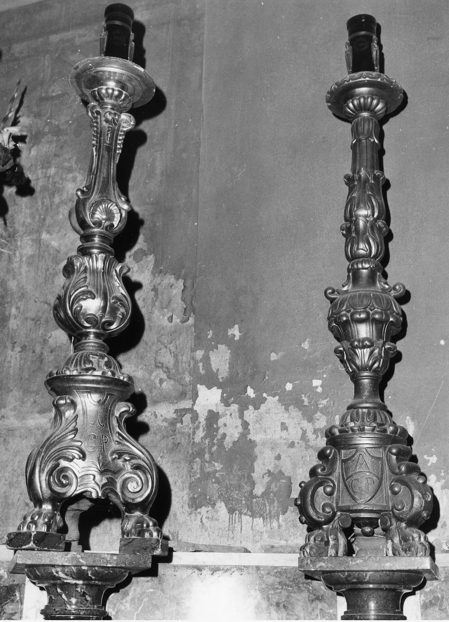 candelabro, serie - bottega napoletana (metà sec. XVIII)