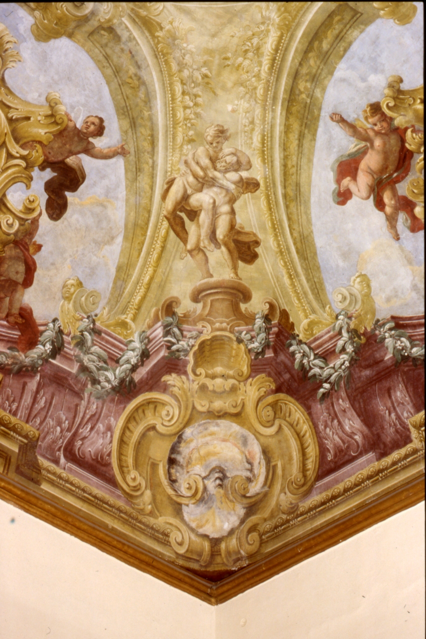 motivi decorativi vegetali con putti alati (soffitto dipinto, elemento d'insieme) - ambito napoletano (fine sec. XVIII)