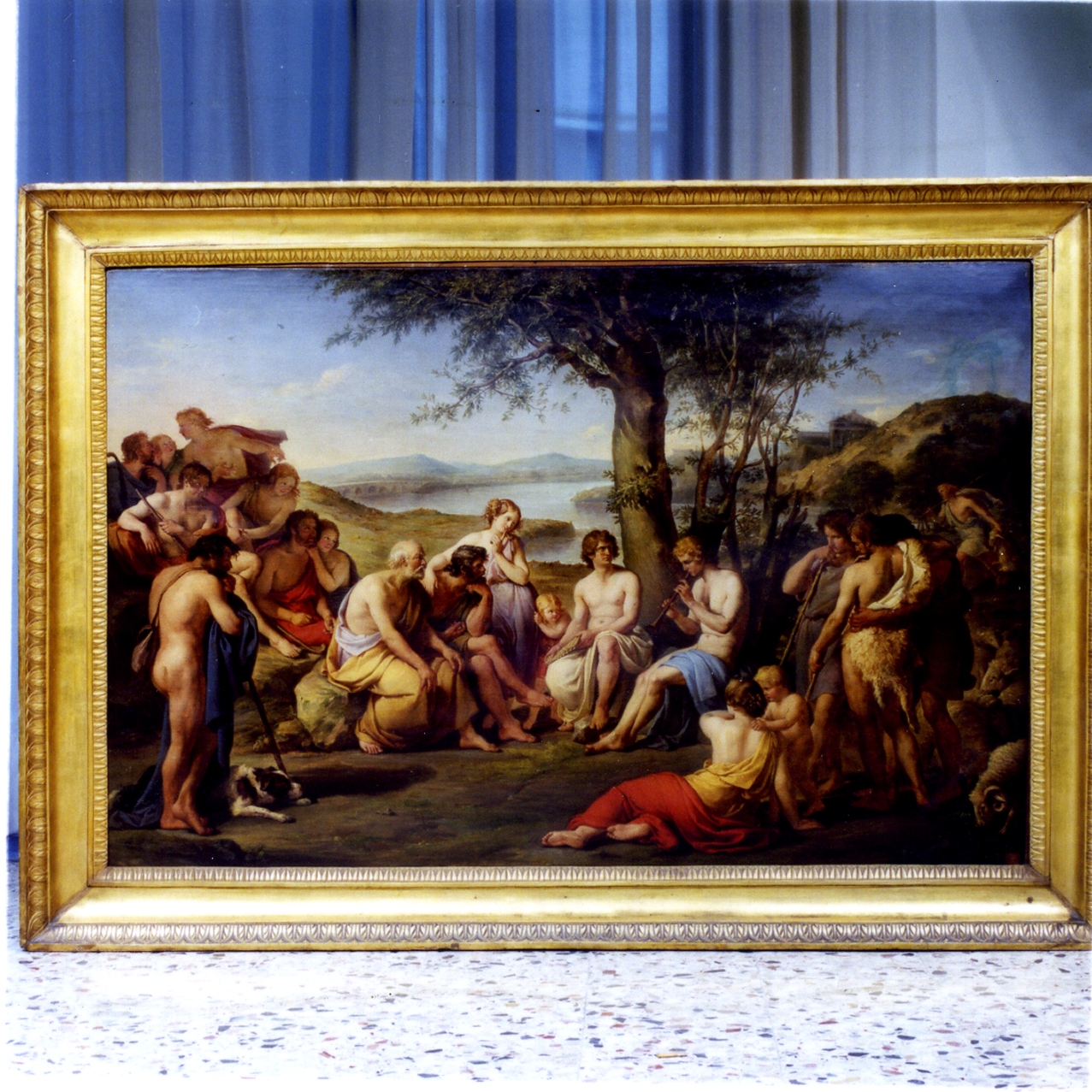 sfida di canto tra pastori (dipinto) - ambito napoletano (fine sec. XIX)
