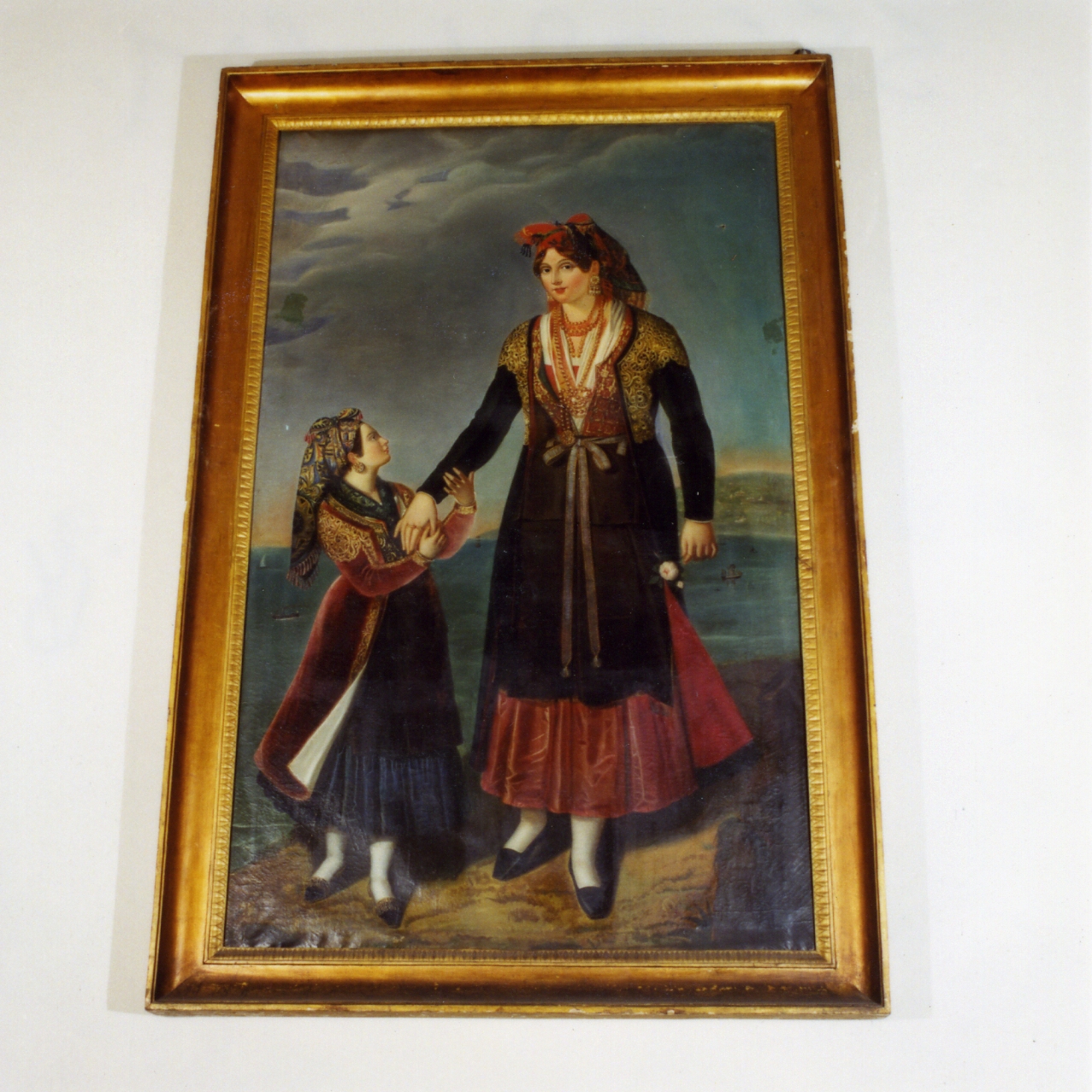 donne in costume procidano (dipinto) di De Martino Giovanni (sec. XIX)