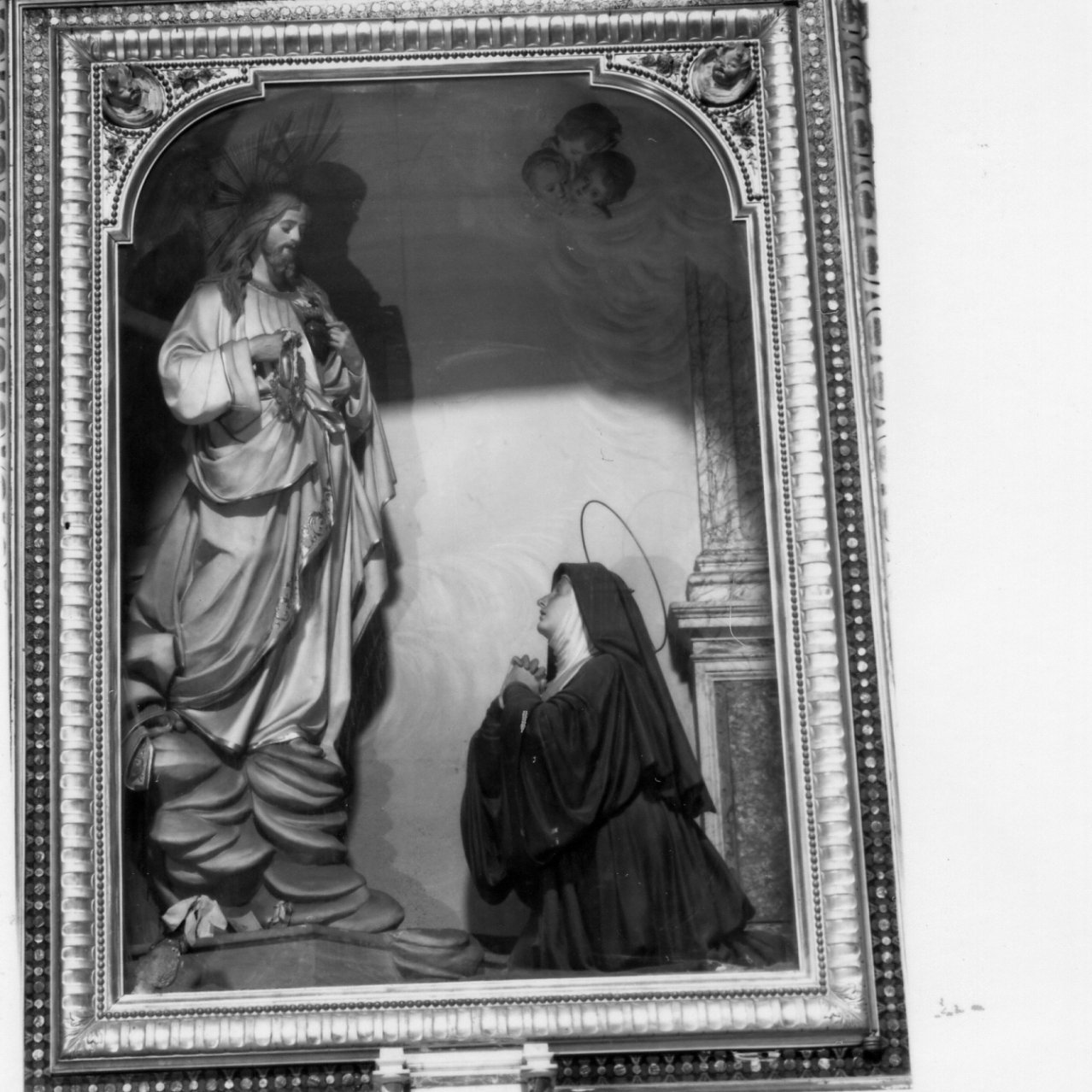 apparizione del Sacro Cuore di Gesù a Santa Teresa (gruppo scultoreo) - bottega napoletana (inizio sec. XX)