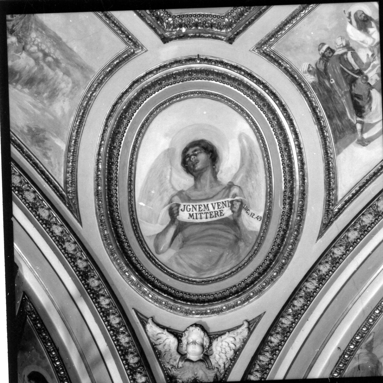angelo con cartiglio (dipinto) di Aprea Giuseppe (sec. XX)