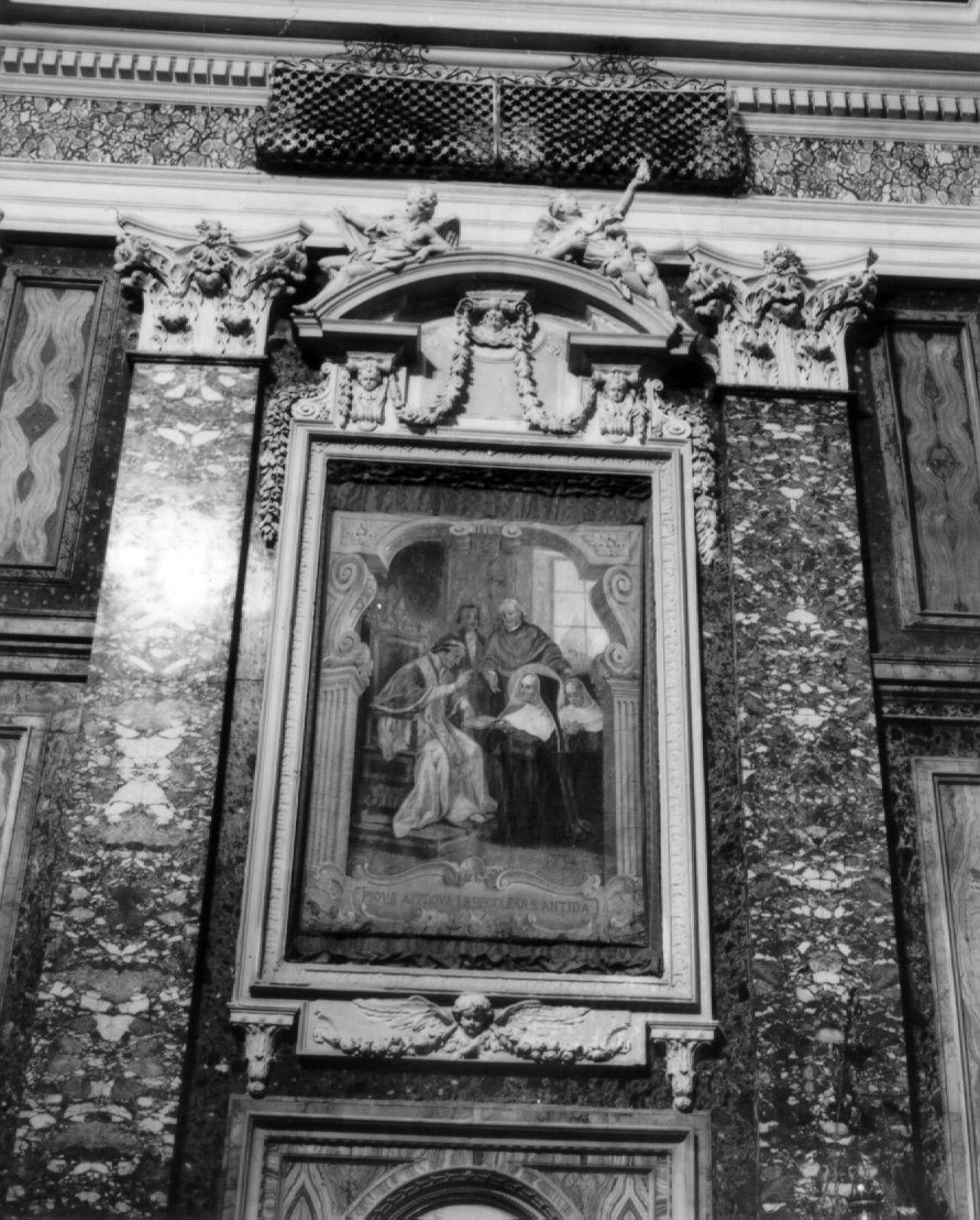 motivi decorativi con angeli simboli vescovili e di Sant'Agostino (decorazione plastica, serie) di Santullo Domenico (sec. XVIII)