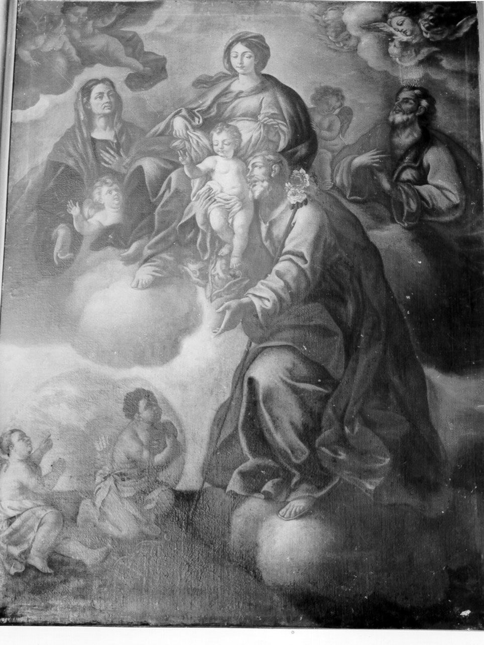 Madonna con Bambino in gloria con Sant'anna e San Gioacchino (dipinto) di De Mura Francesco (cerchia) (prima metà sec. XVIII)