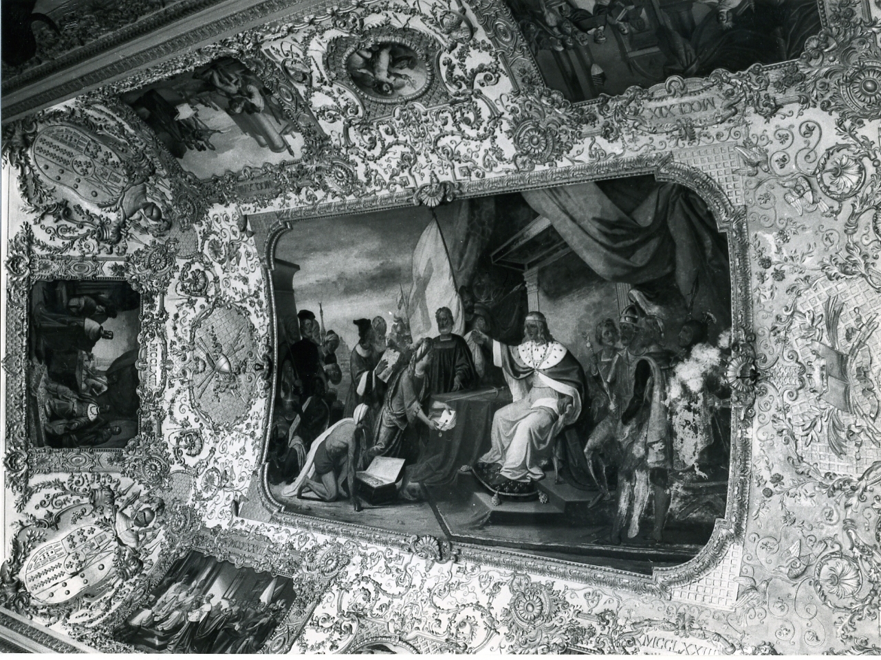 Carlo d'Angiò riceve i doni e gli omaggi del Bey di Tunisi (dipinto) di Guerra Camillo (sec. XIX)