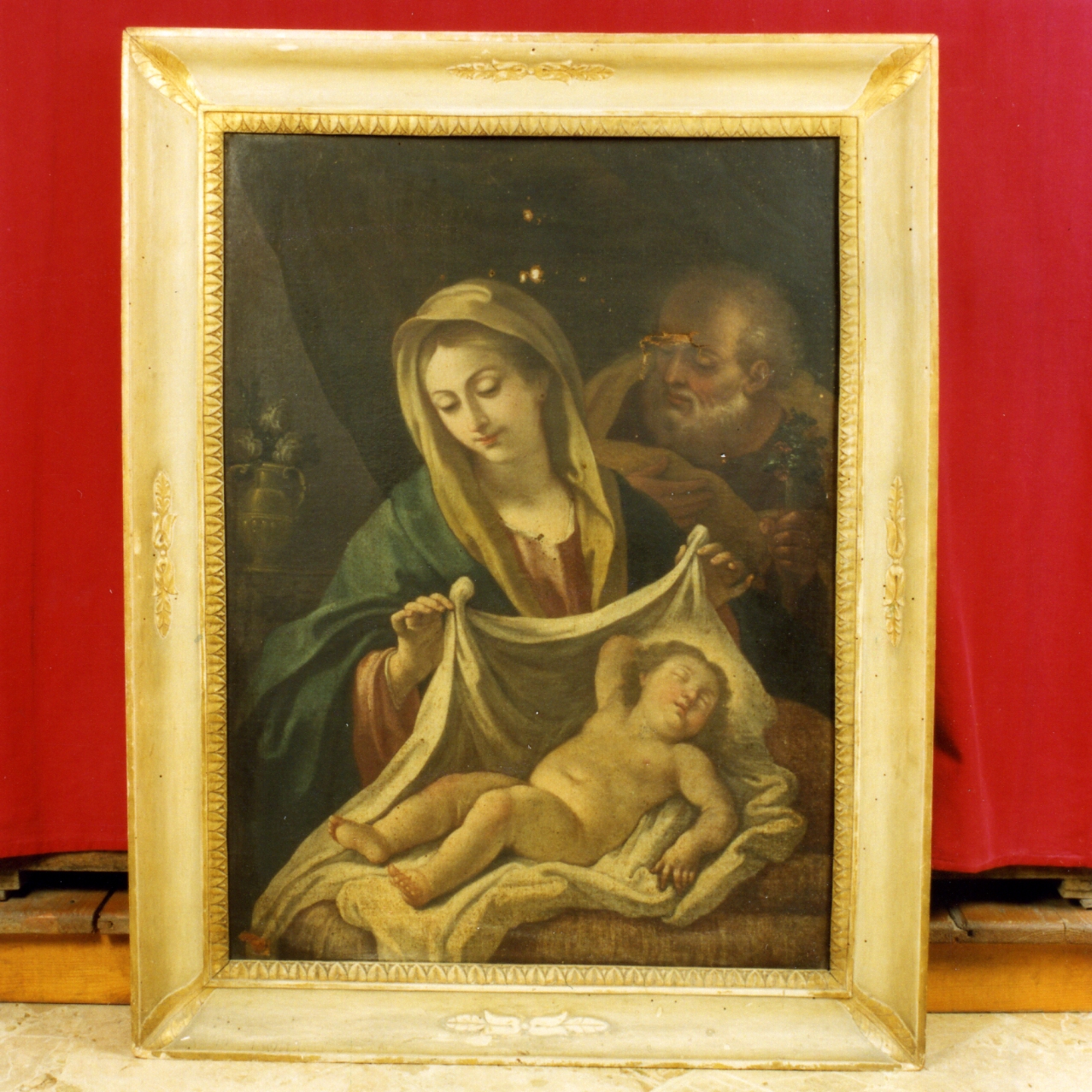 Madonna con Bambino e San Giuseppe (dipinto) di De Matteis Paolo (maniera) - ambito napoletano (inizio sec. XVIII)