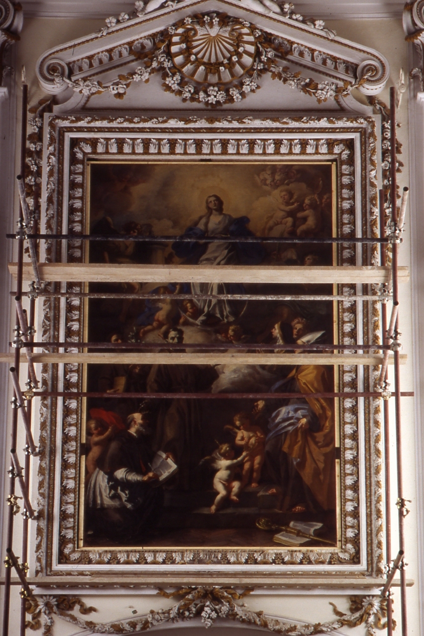 Madonna con San Francesco d'Assisi Santa Chiara San Ludovico da Tolosa e Sant'Antonio di Padova (dipinto) di Rossi Nicola Maria (sec. XVIII)