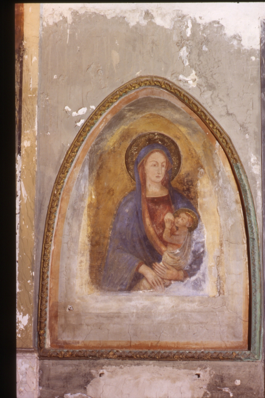 Madonna con Bambino (dipinto, frammento) - ambito napoletano (prima metà sec. XIV)