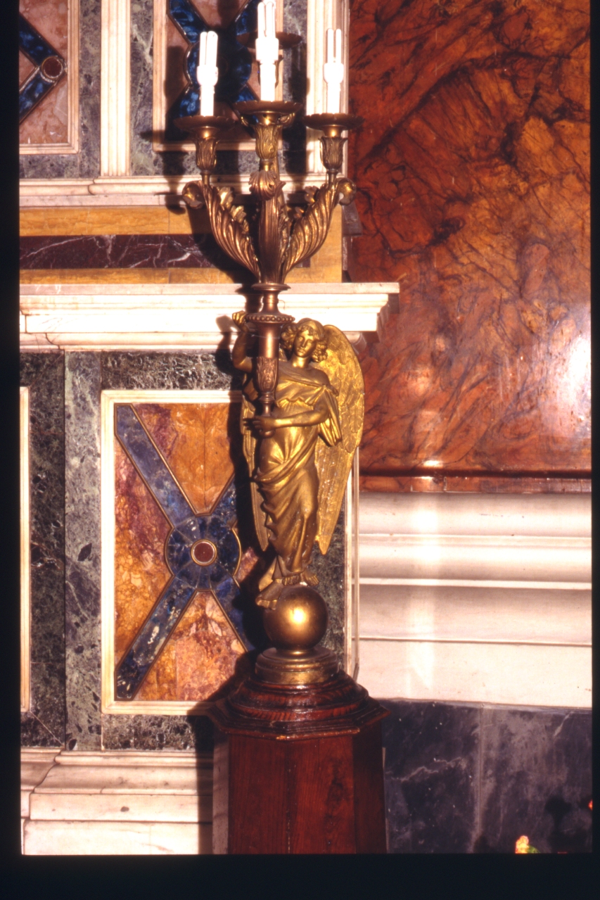 candelabro - a statuetta, serie - bottega napoletana (secondo quarto sec. XX)