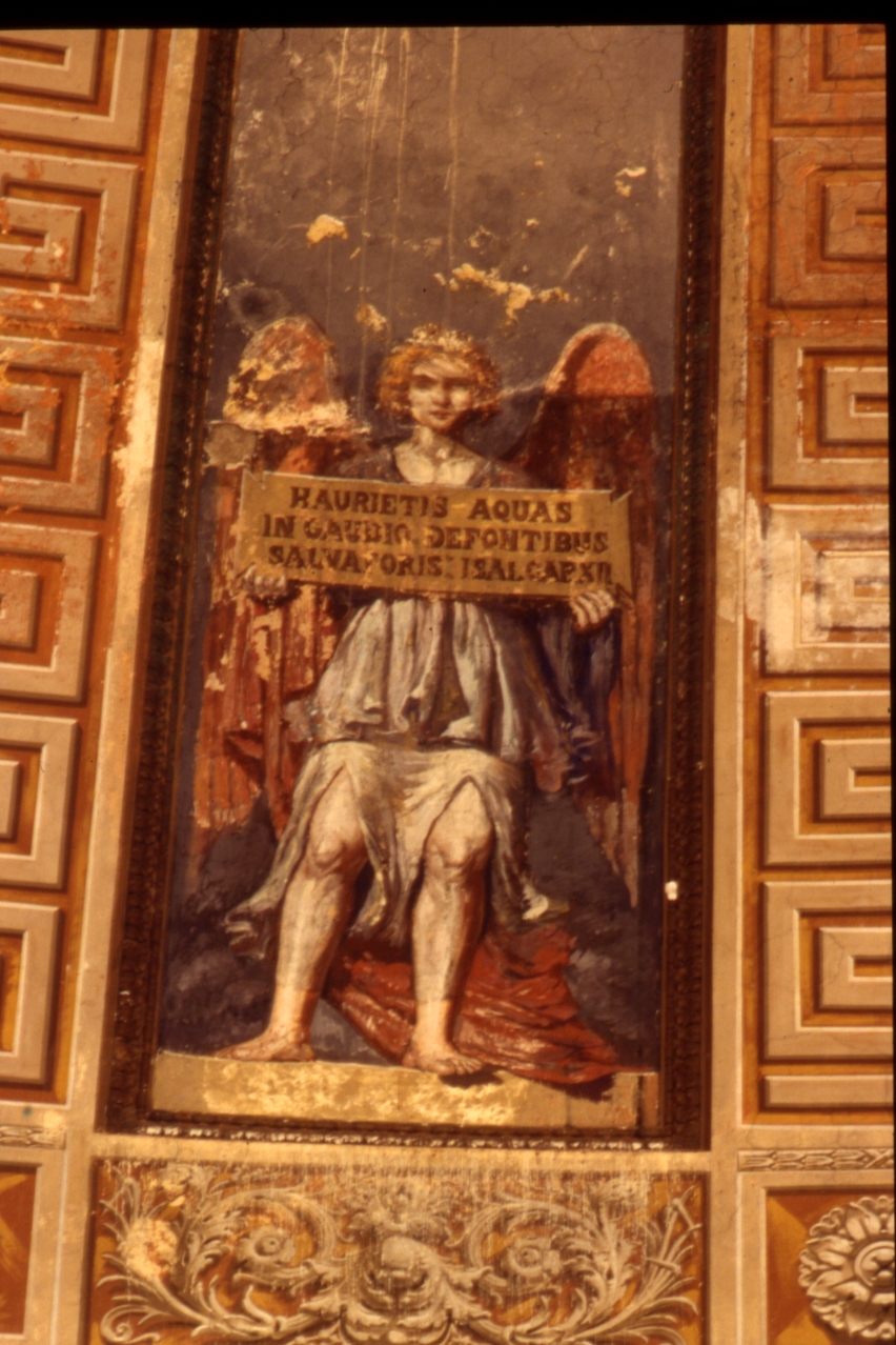 angelo reggicartiglio (dipinto, complesso decorativo) di Maldarelli Gennaro (secondo quarto sec. XIX)