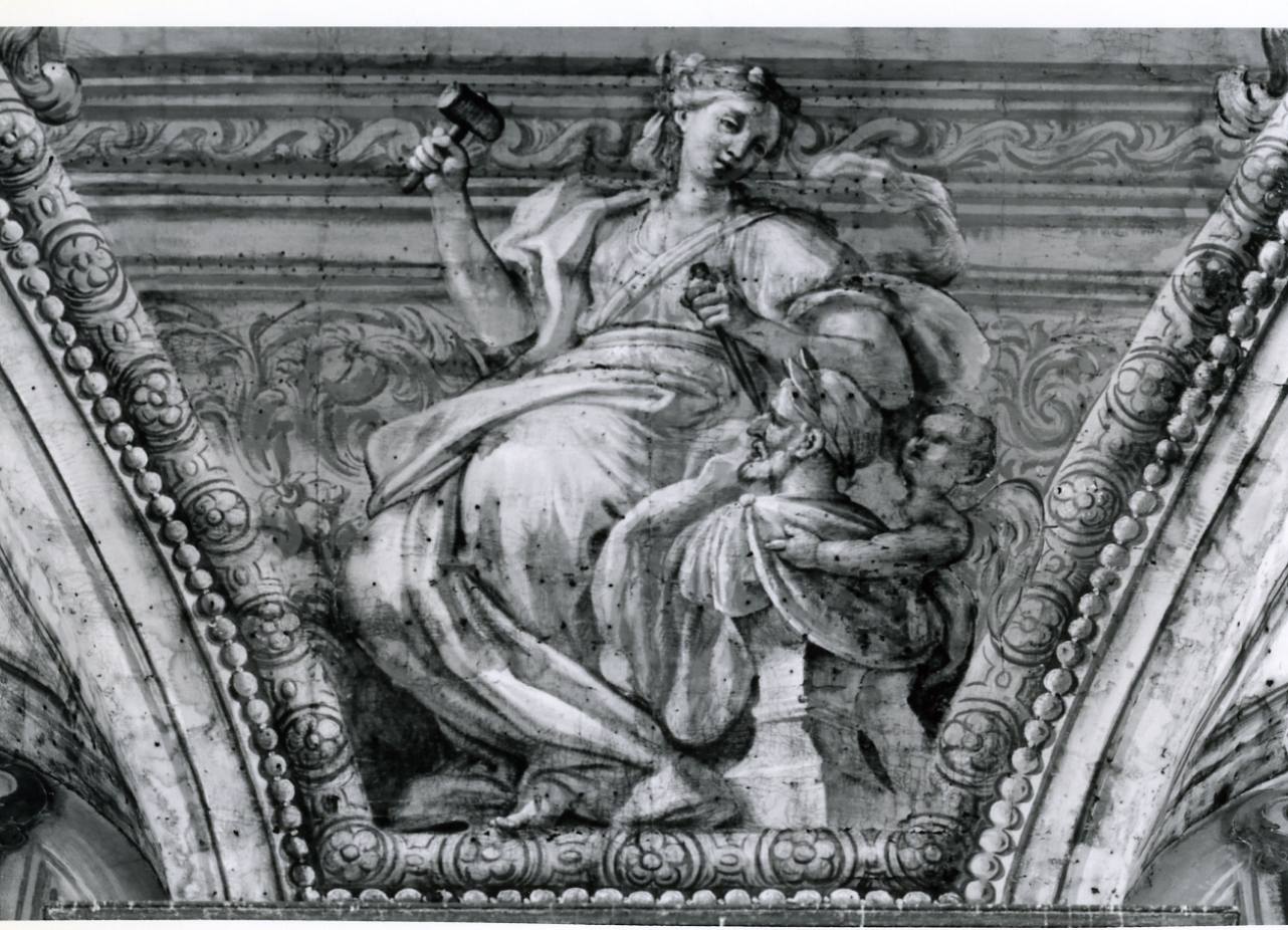 allegoria della Scultura (dipinto, elemento d'insieme) di Russo Cristoforo, Malerba Francesco (prima metà sec. XVIII)