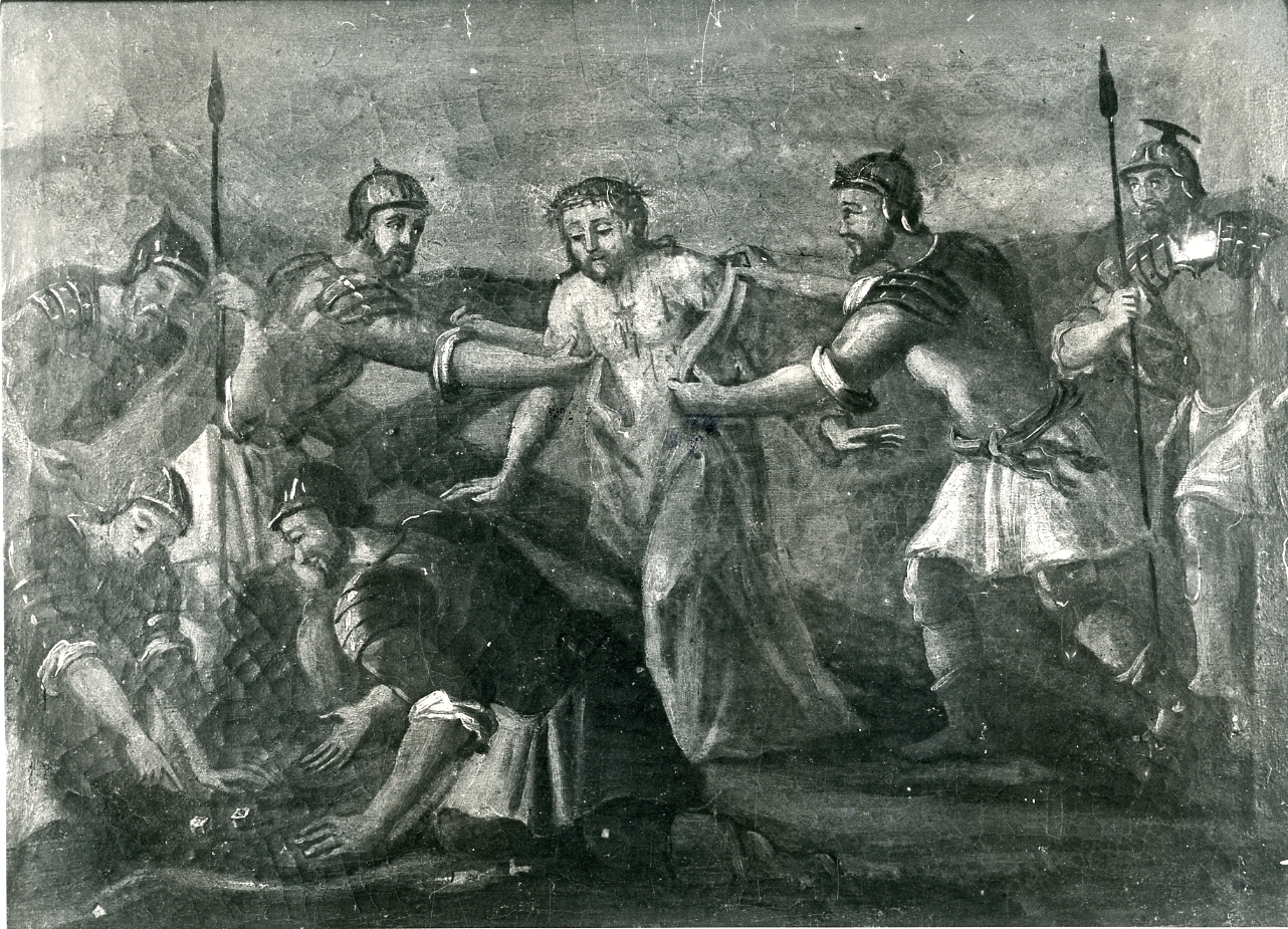 stazione X: Gesù spogliato e abbeverato di fiele (dipinto, elemento d'insieme) - ambito napoletano (sec. XVIII)