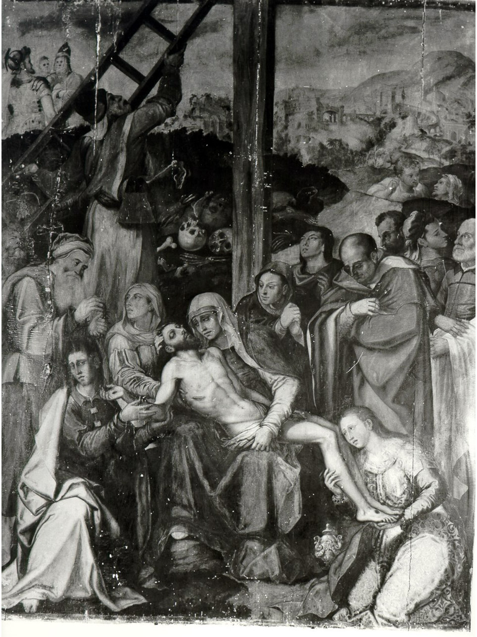 deposizione di Cristo dalla croce (dipinto) di Lama Giovan Bernardo (sec. XVI)