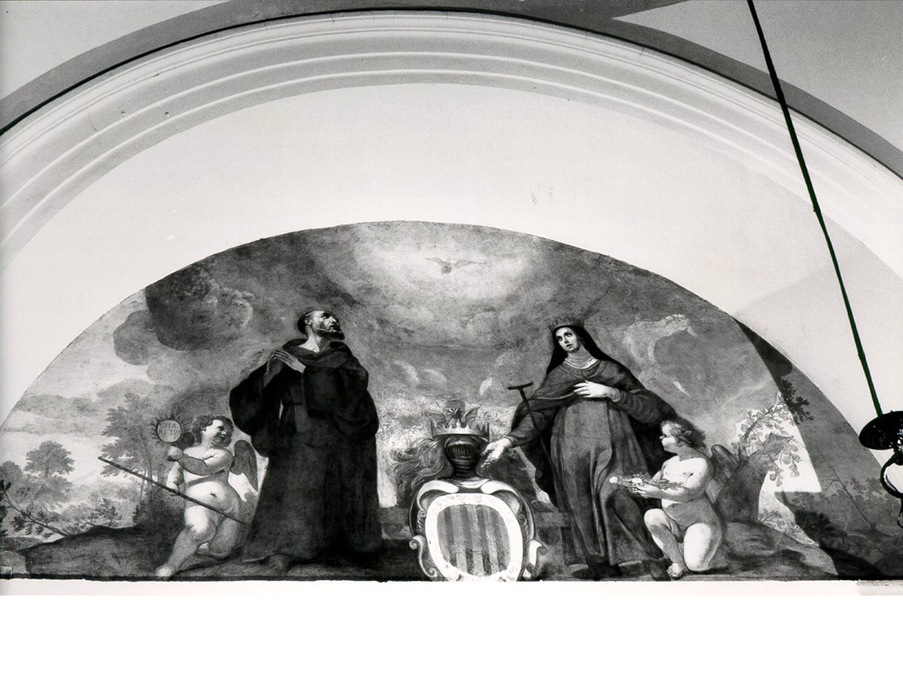 San Francesco di Paola e Santa Elisabetta del Portogallo (dipinto, elemento d'insieme) di Rossi Nunzio (metà sec. XVII)