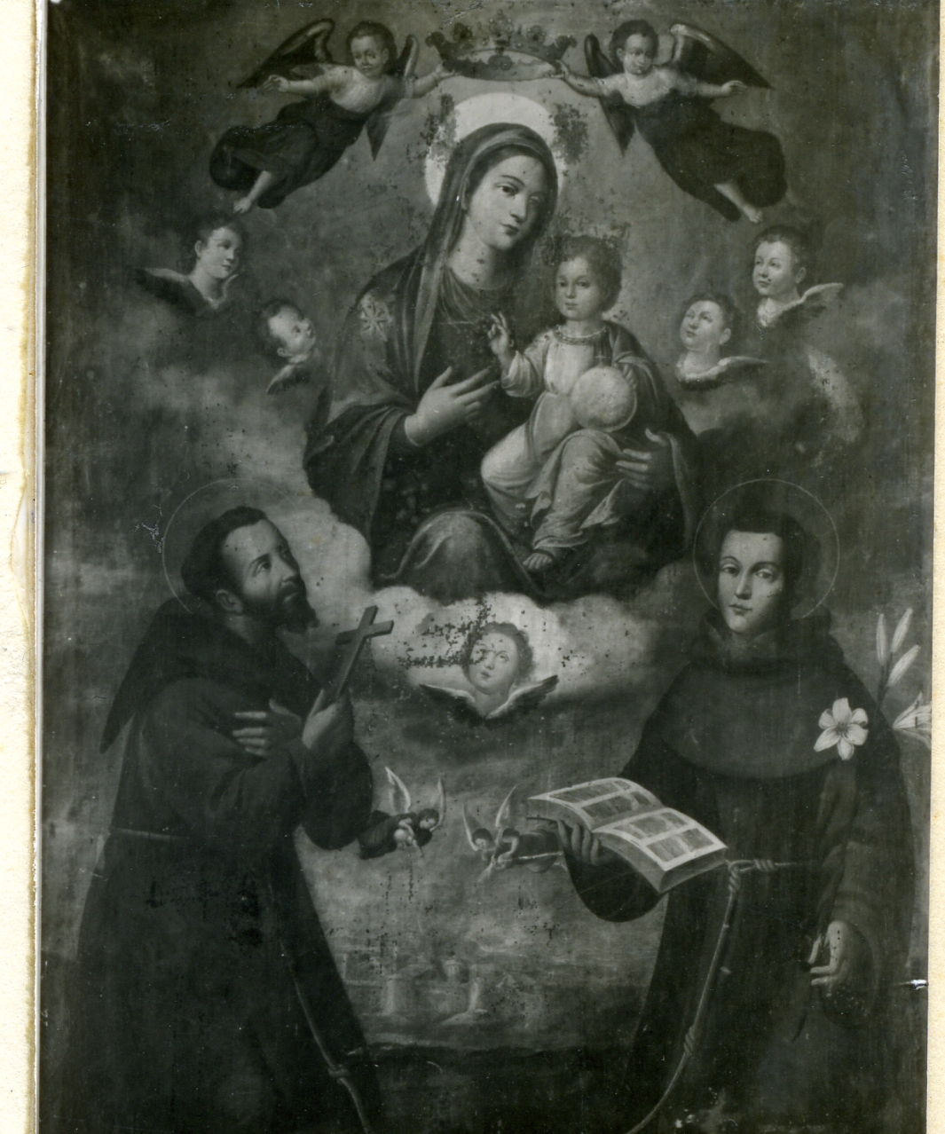 Madonna con Bambino tra San Francesco d'Assisi e Sant'Antonio da Padova (dipinto) - ambito campano (inizio sec. XVII)