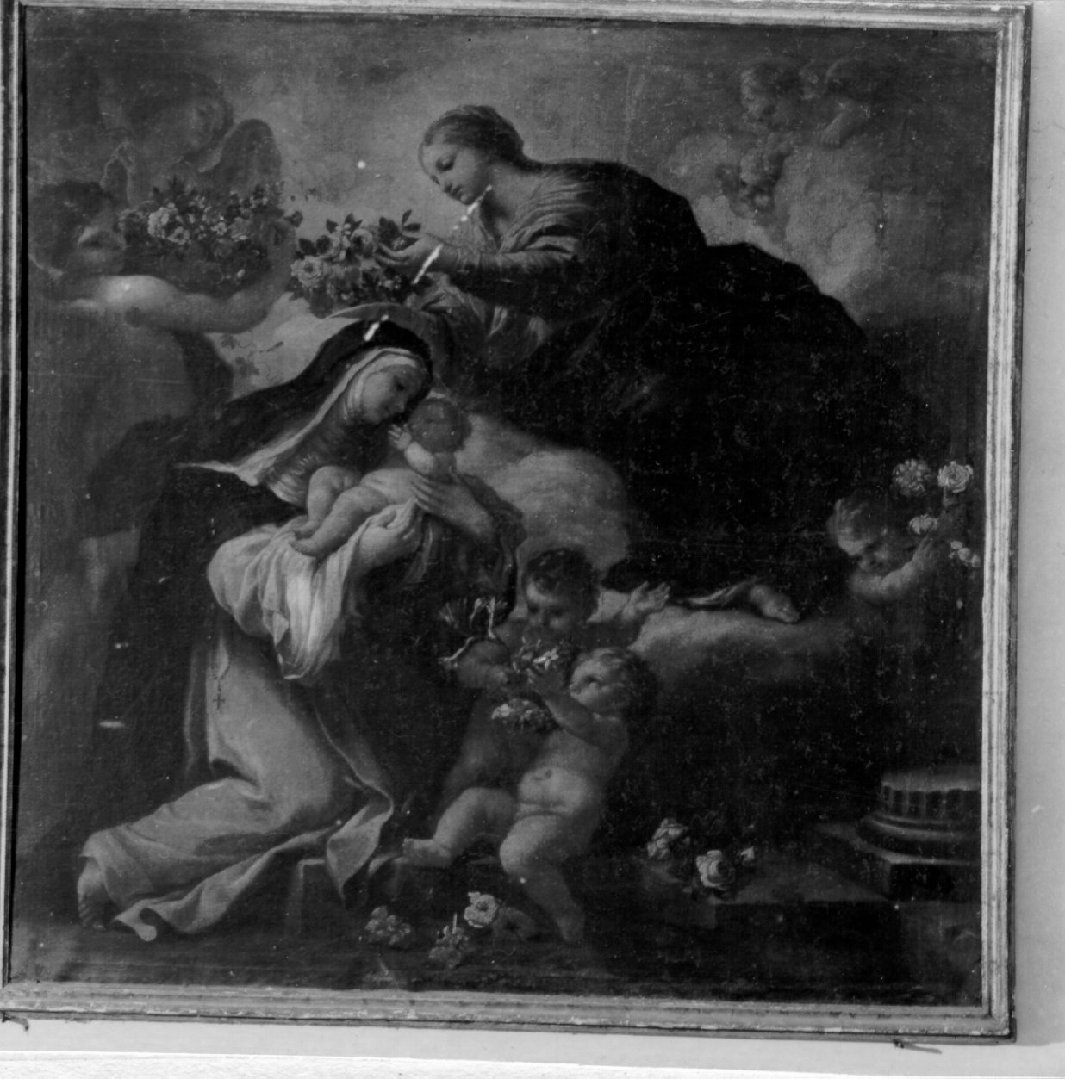 Santa Rosa da Lima è coronata di rose da Gesù Bambino (dipinto) - ambito napoletano (prima metà sec. XVII)