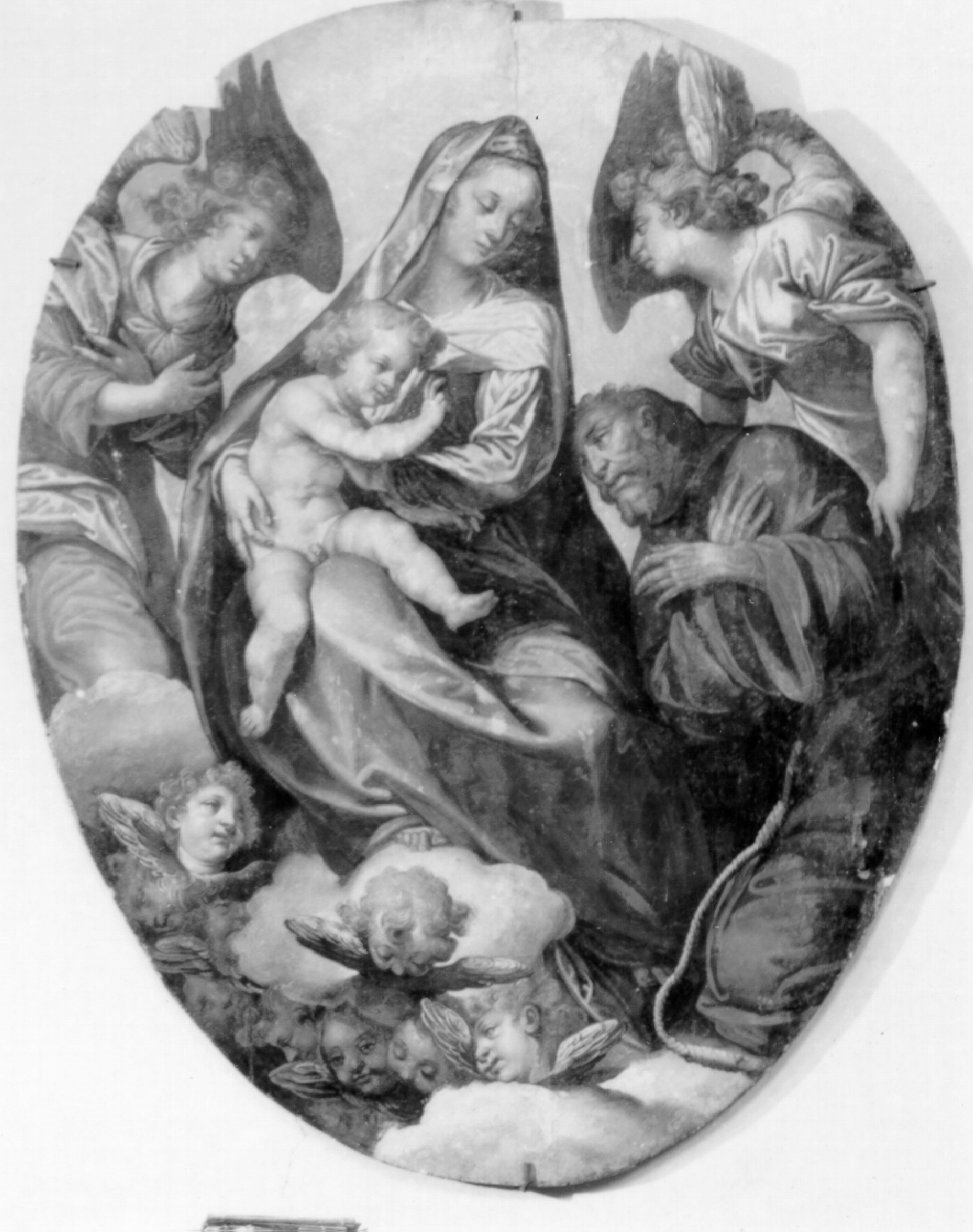 Madonna con Bambino e San Francesco d'Assisi (dipinto) di Curia Francesco (fine sec. XVI)