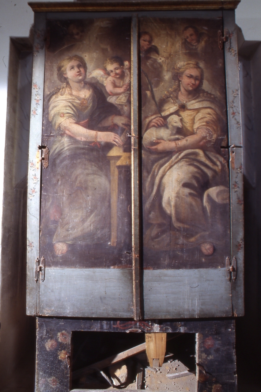 Santa Cecilia e Santa Agnese (cassa d'organo, insieme) - ambito napoletano (secondo quarto sec. XVIII)