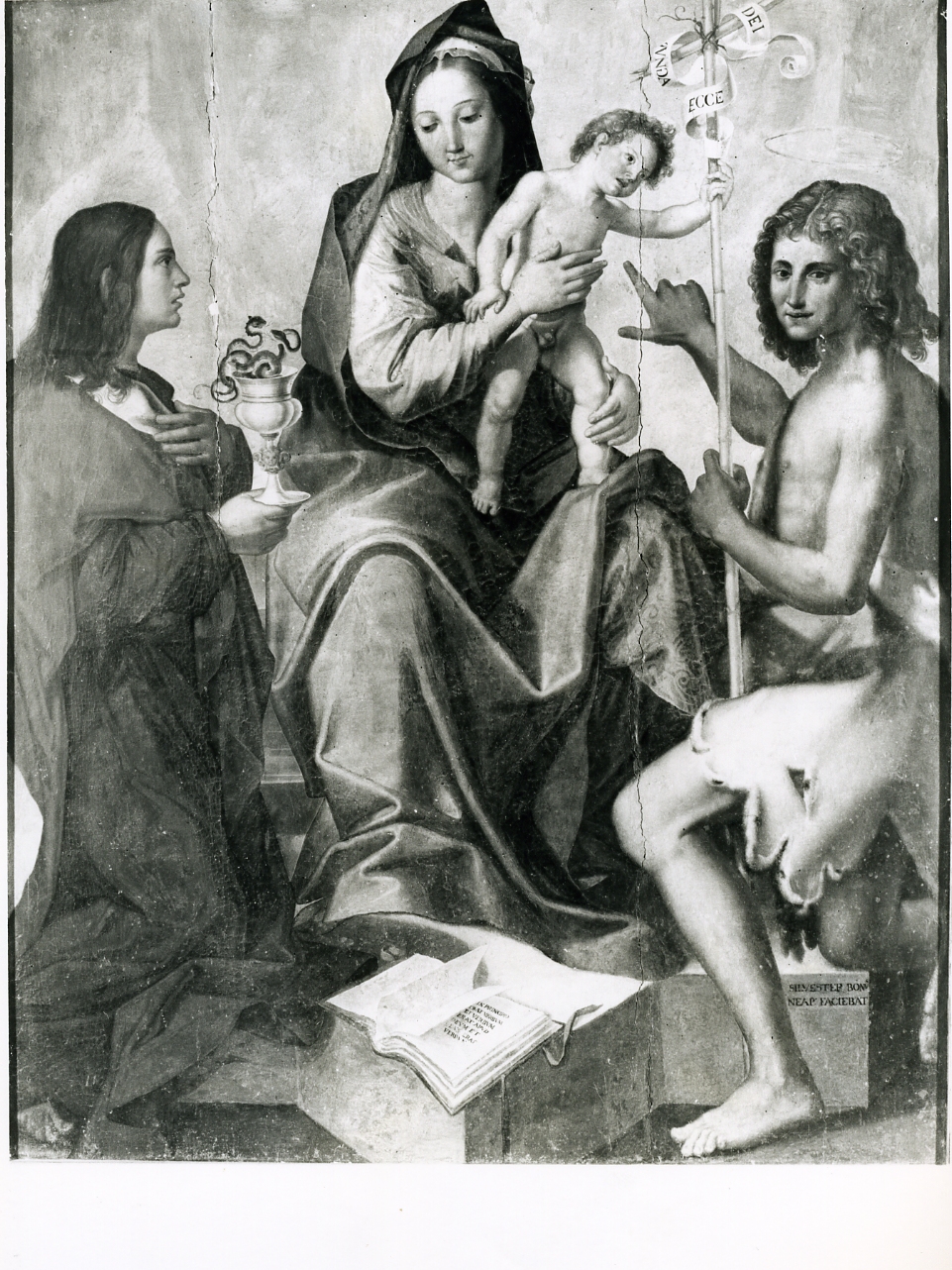 Madonna con Bambino e Santi (dipinto) di Buono Silvestro (sec. XVI)
